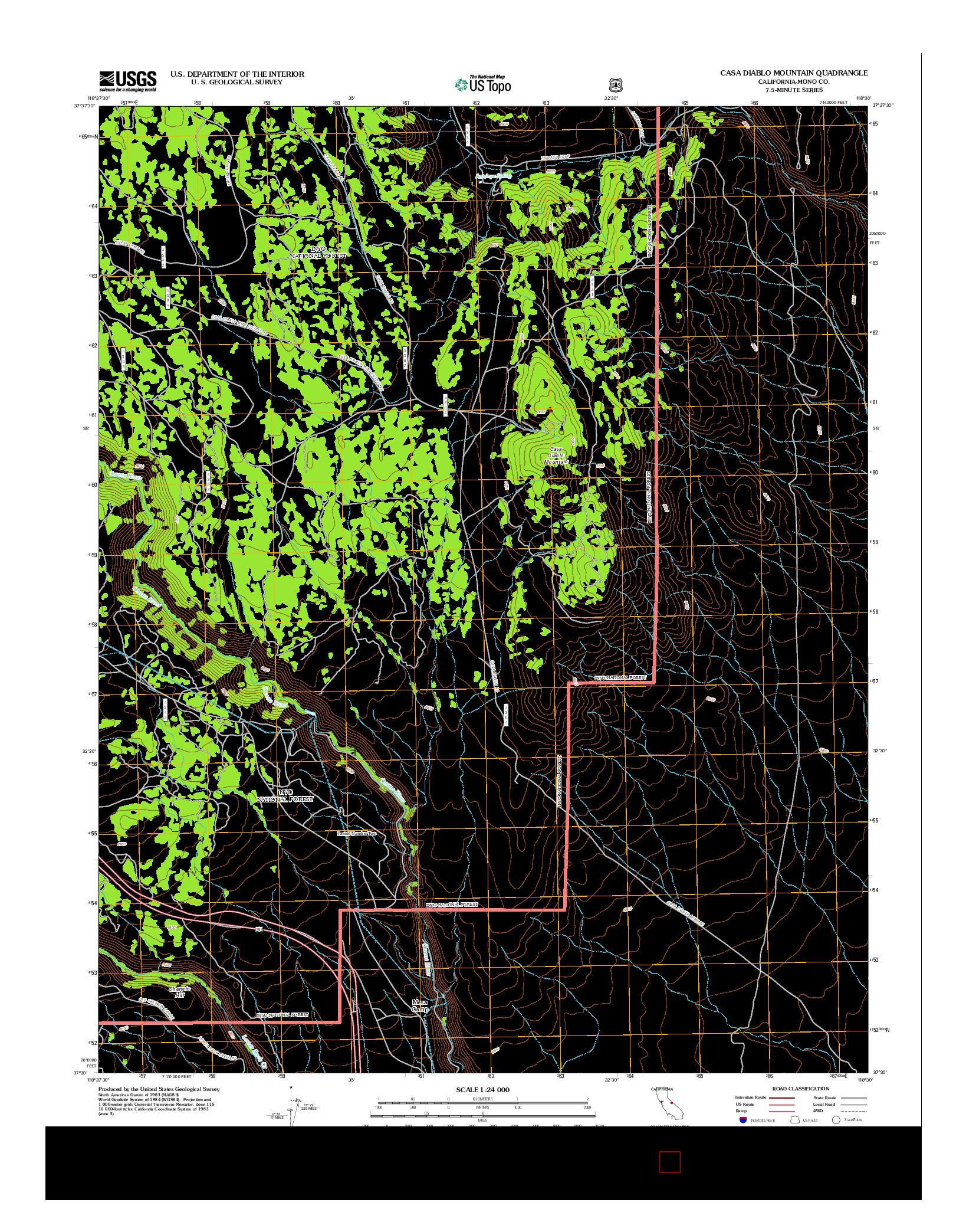 USGS US TOPO 7.5-MINUTE MAP FOR CASA DIABLO MOUNTAIN, CA 2012