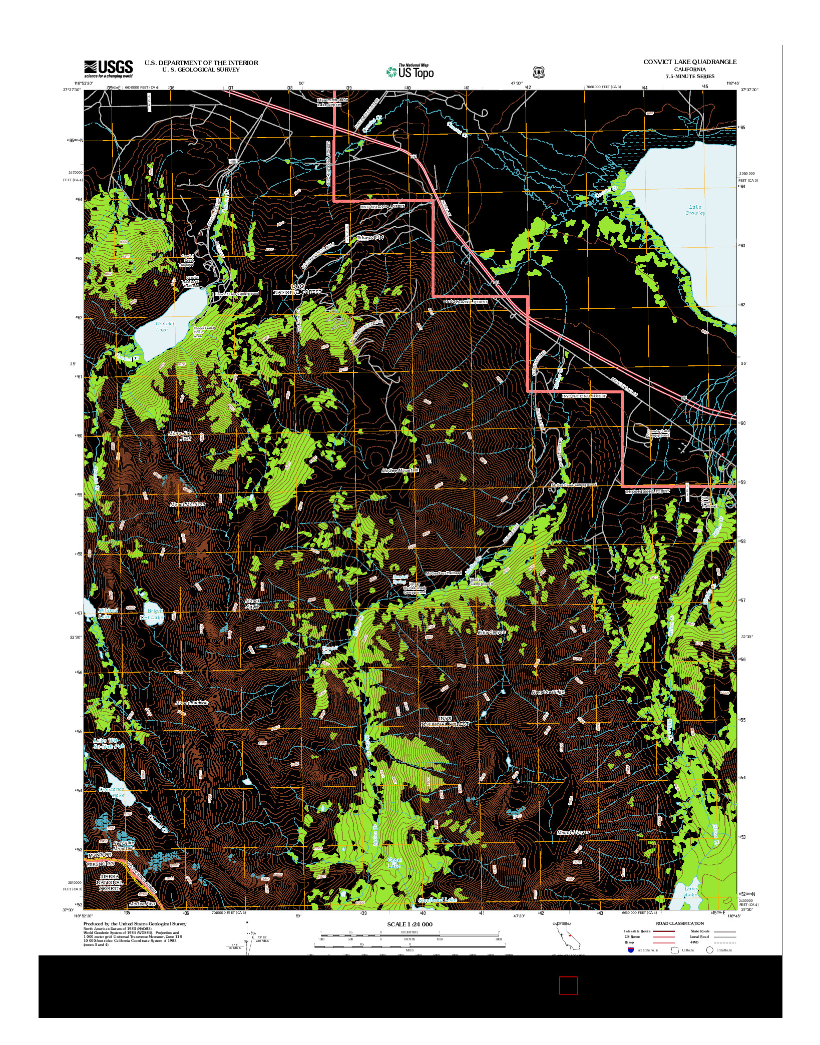 USGS US TOPO 7.5-MINUTE MAP FOR CONVICT LAKE, CA 2012