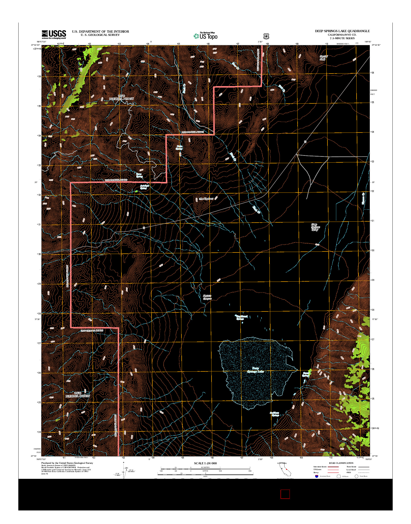 USGS US TOPO 7.5-MINUTE MAP FOR DEEP SPRINGS LAKE, CA 2012