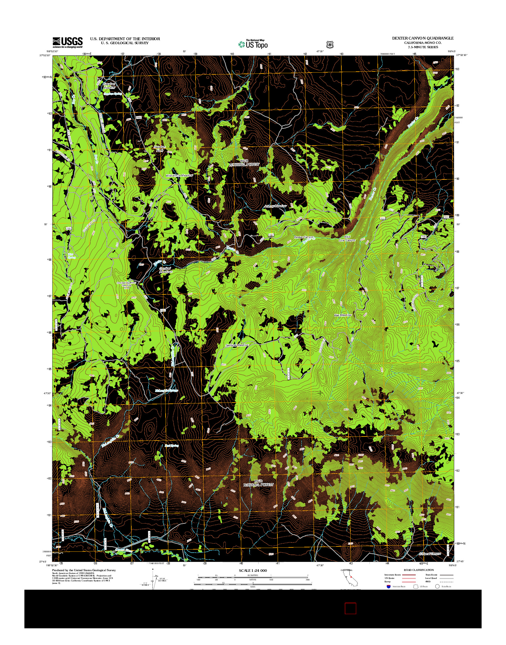 USGS US TOPO 7.5-MINUTE MAP FOR DEXTER CANYON, CA 2012