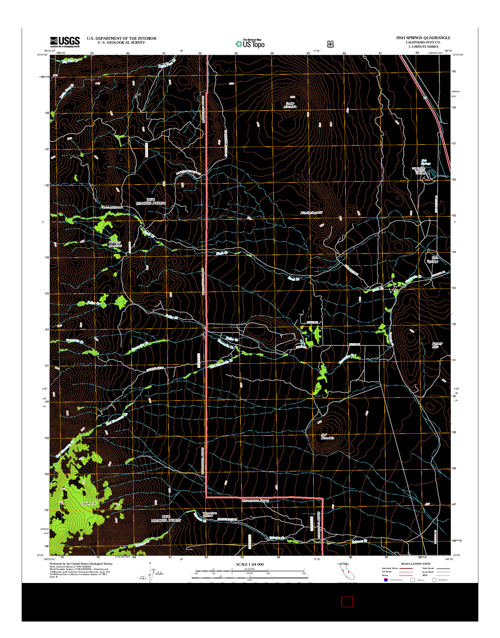 USGS US TOPO 7.5-MINUTE MAP FOR FISH SPRINGS, CA 2012