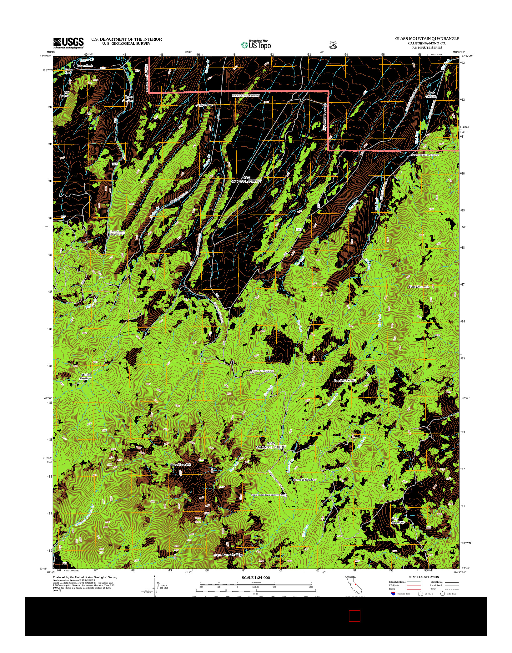 USGS US TOPO 7.5-MINUTE MAP FOR GLASS MOUNTAIN, CA 2012