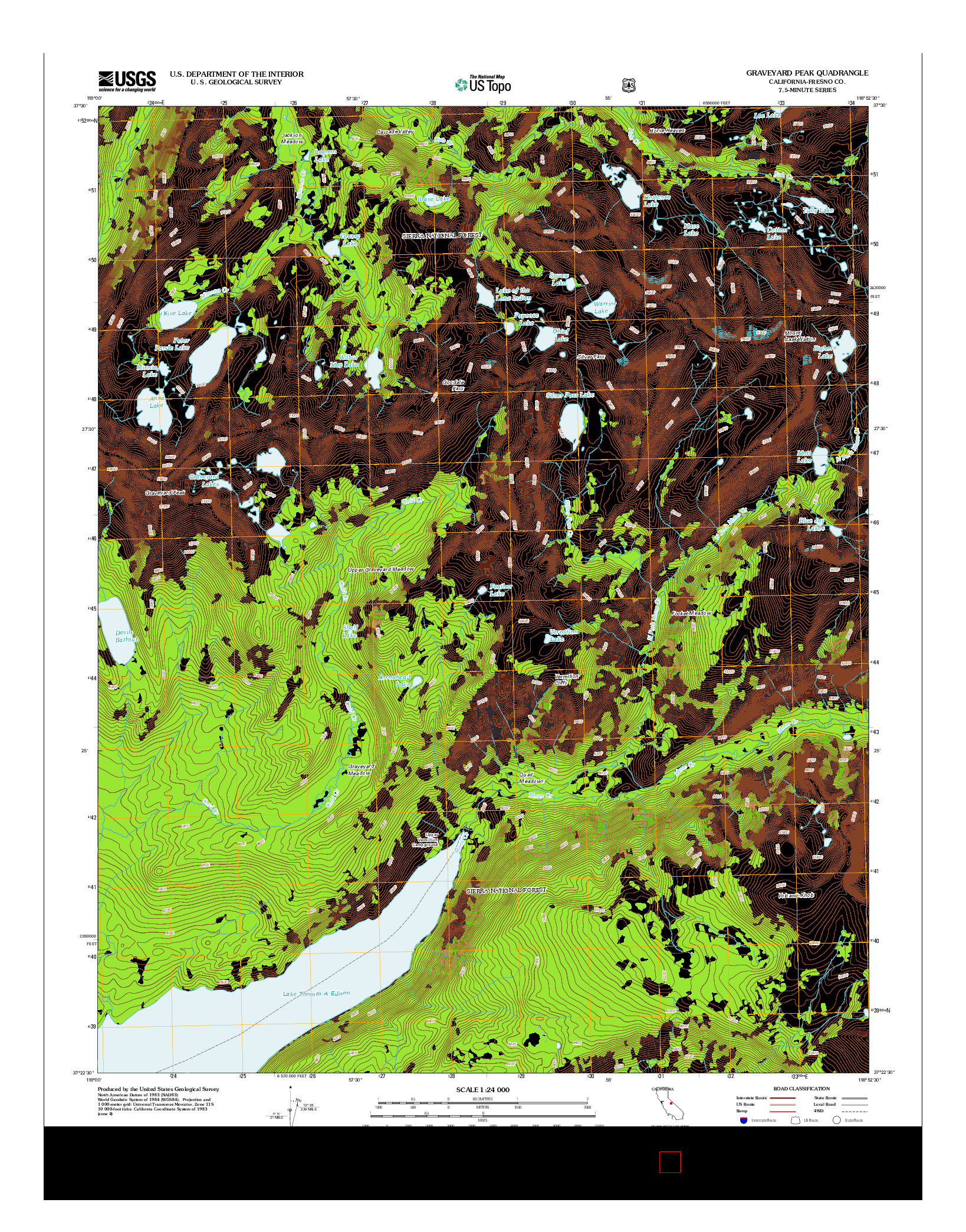 USGS US TOPO 7.5-MINUTE MAP FOR GRAVEYARD PEAK, CA 2012