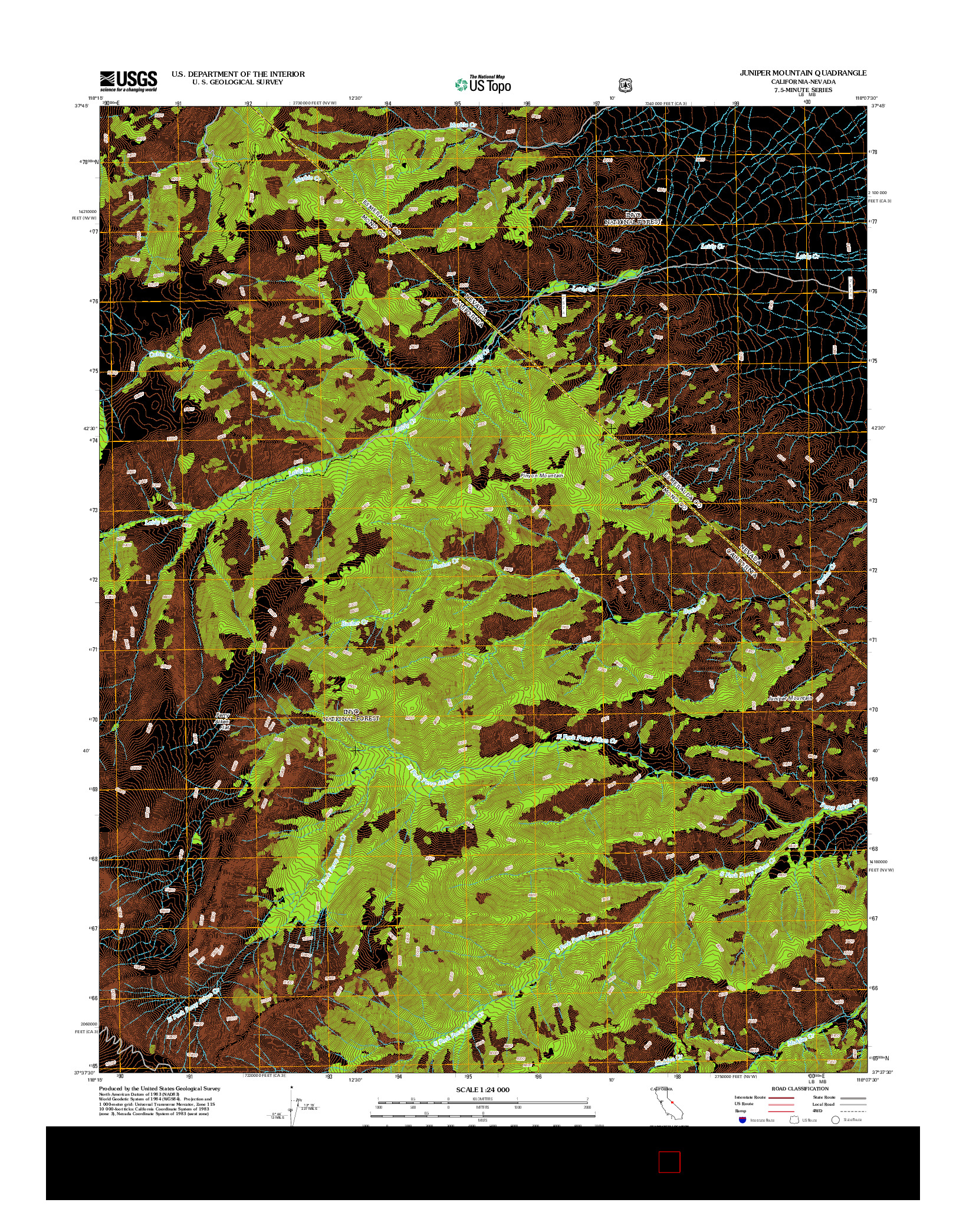 USGS US TOPO 7.5-MINUTE MAP FOR JUNIPER MOUNTAIN, CA-NV 2012