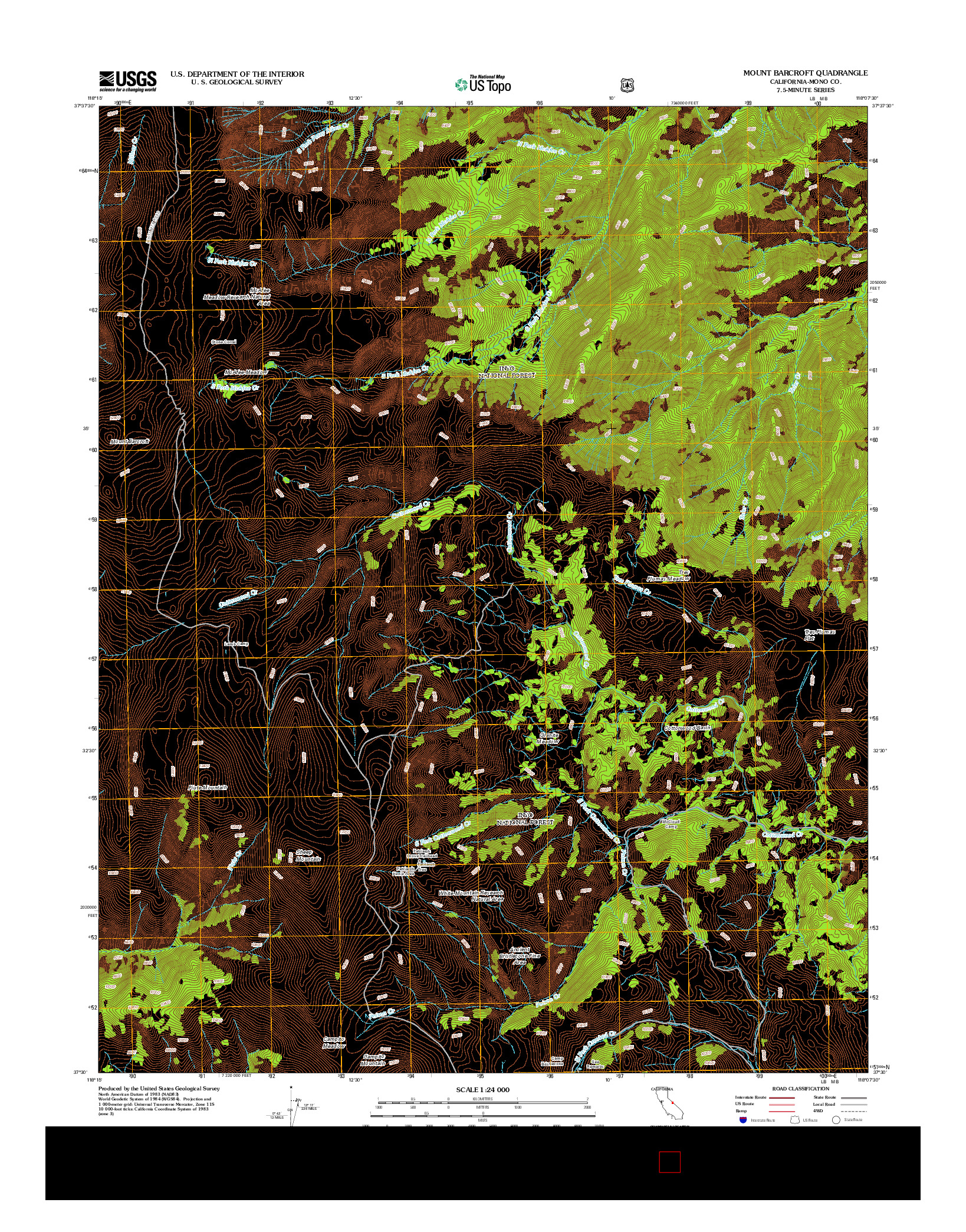 USGS US TOPO 7.5-MINUTE MAP FOR MOUNT BARCROFT, CA 2012