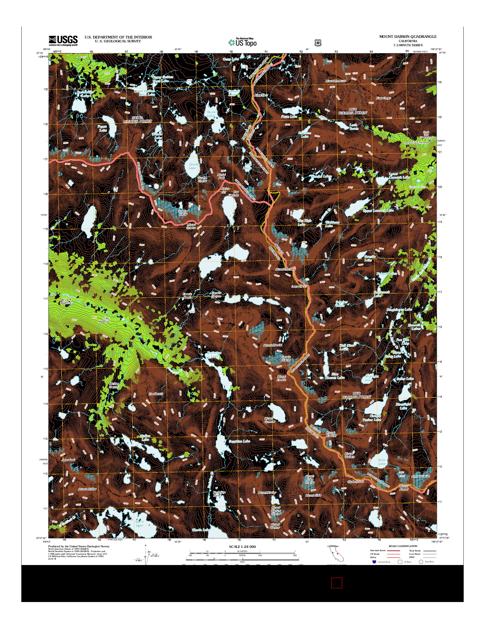 USGS US TOPO 7.5-MINUTE MAP FOR MOUNT DARWIN, CA 2012