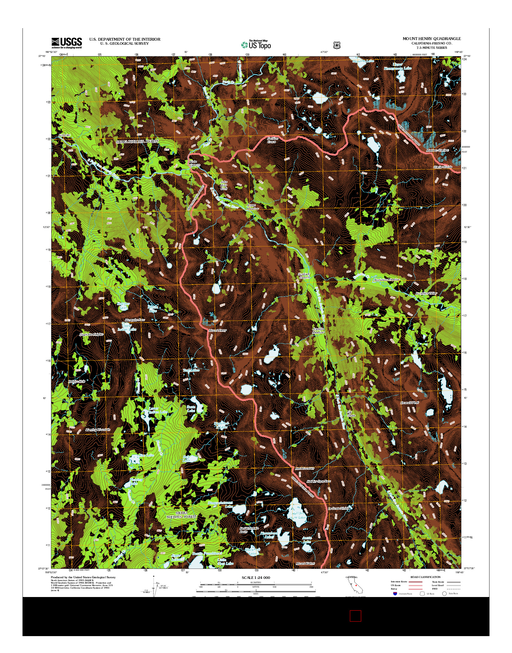 USGS US TOPO 7.5-MINUTE MAP FOR MOUNT HENRY, CA 2012