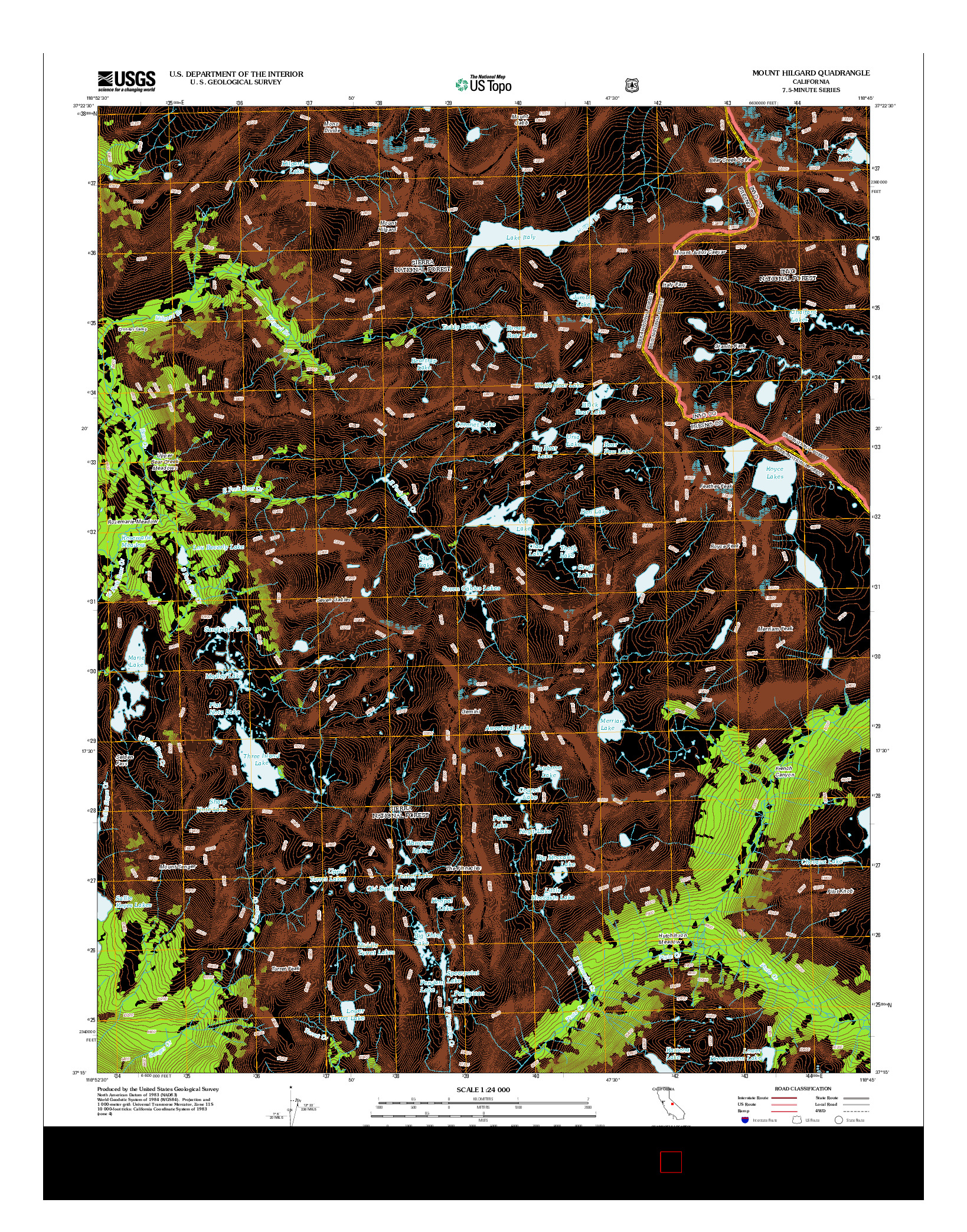 USGS US TOPO 7.5-MINUTE MAP FOR MOUNT HILGARD, CA 2012