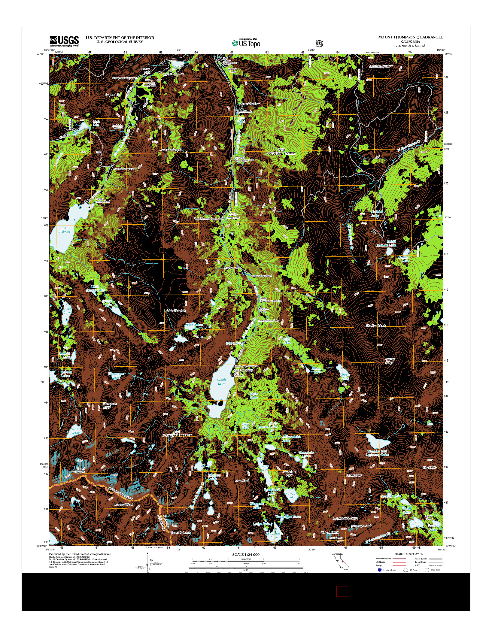 USGS US TOPO 7.5-MINUTE MAP FOR MOUNT THOMPSON, CA 2012