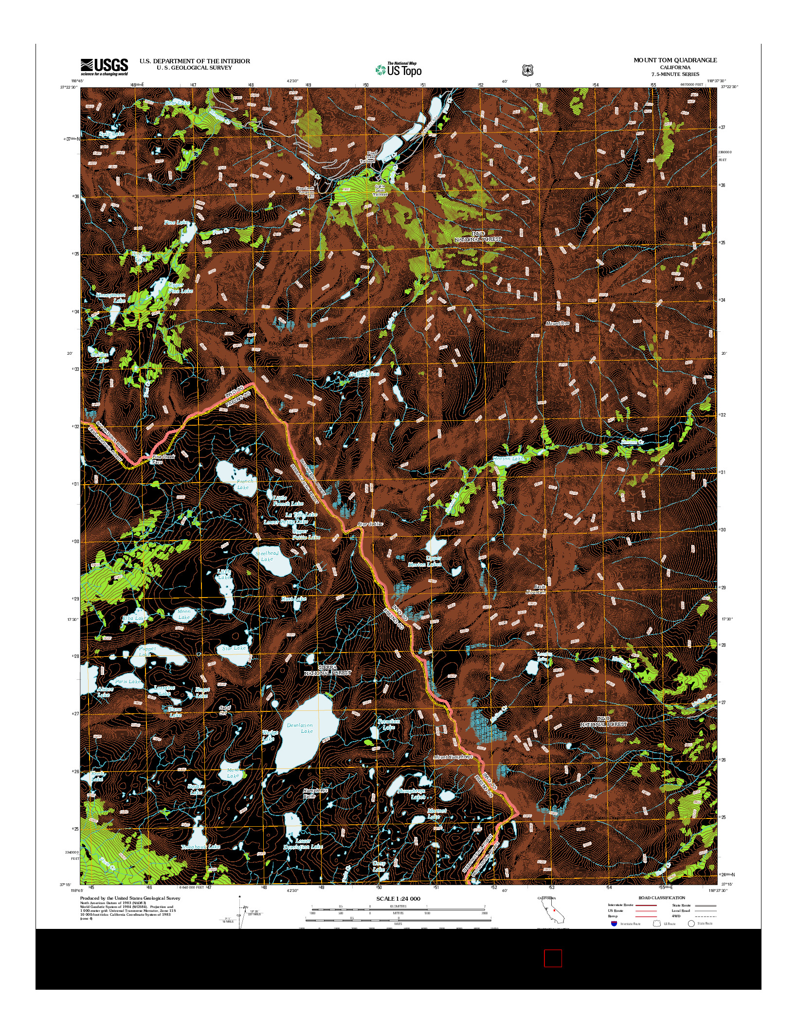 USGS US TOPO 7.5-MINUTE MAP FOR MOUNT TOM, CA 2012