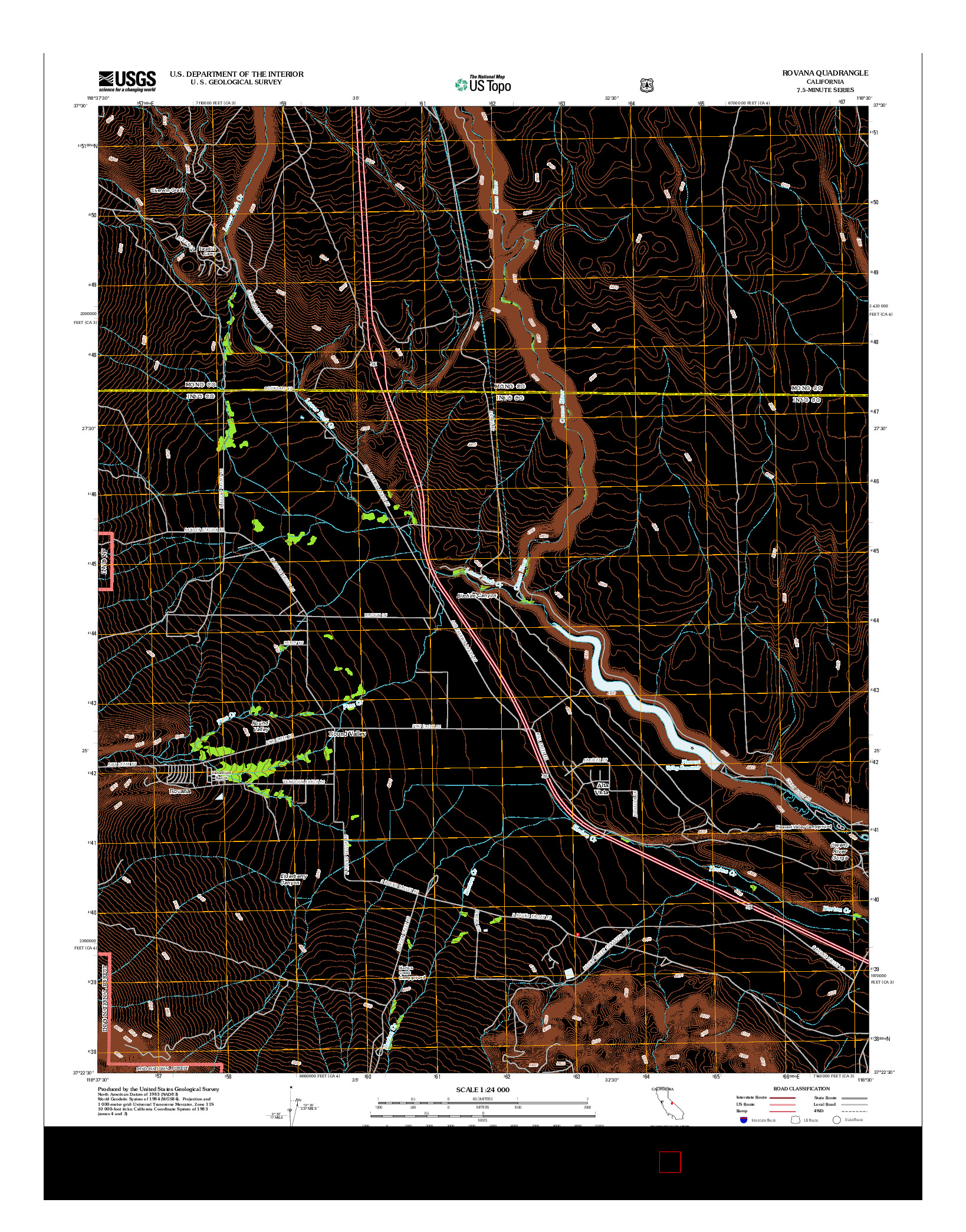 USGS US TOPO 7.5-MINUTE MAP FOR ROVANA, CA 2012