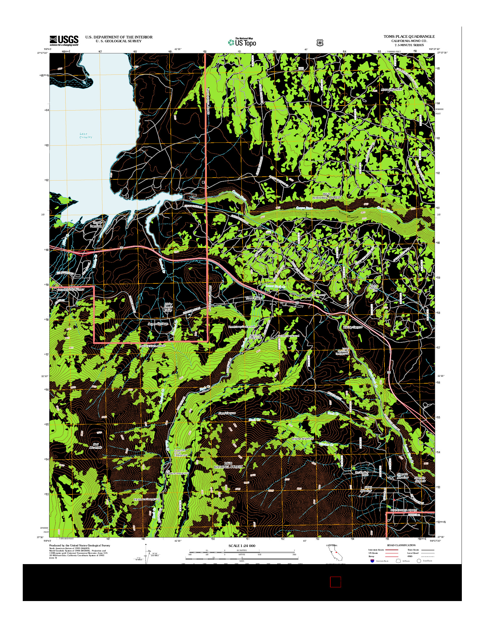 USGS US TOPO 7.5-MINUTE MAP FOR TOMS PLACE, CA 2012