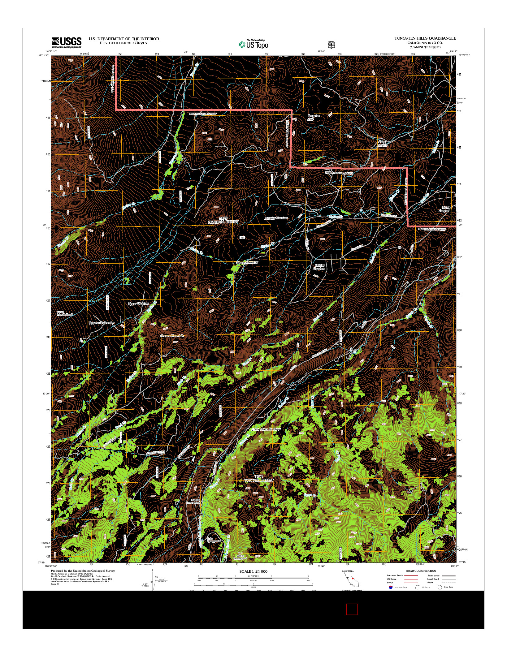 USGS US TOPO 7.5-MINUTE MAP FOR TUNGSTEN HILLS, CA 2012