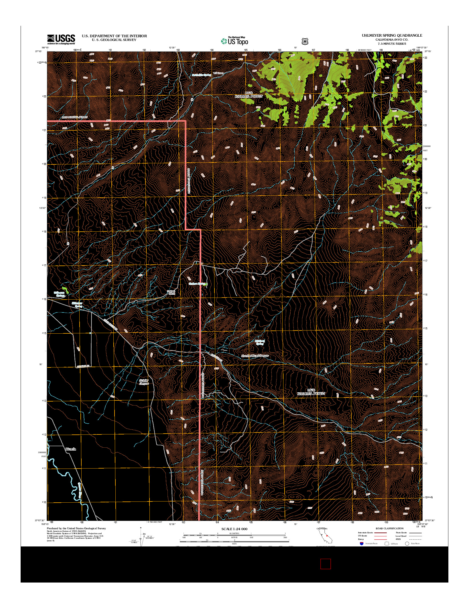 USGS US TOPO 7.5-MINUTE MAP FOR UHLMEYER SPRING, CA 2012