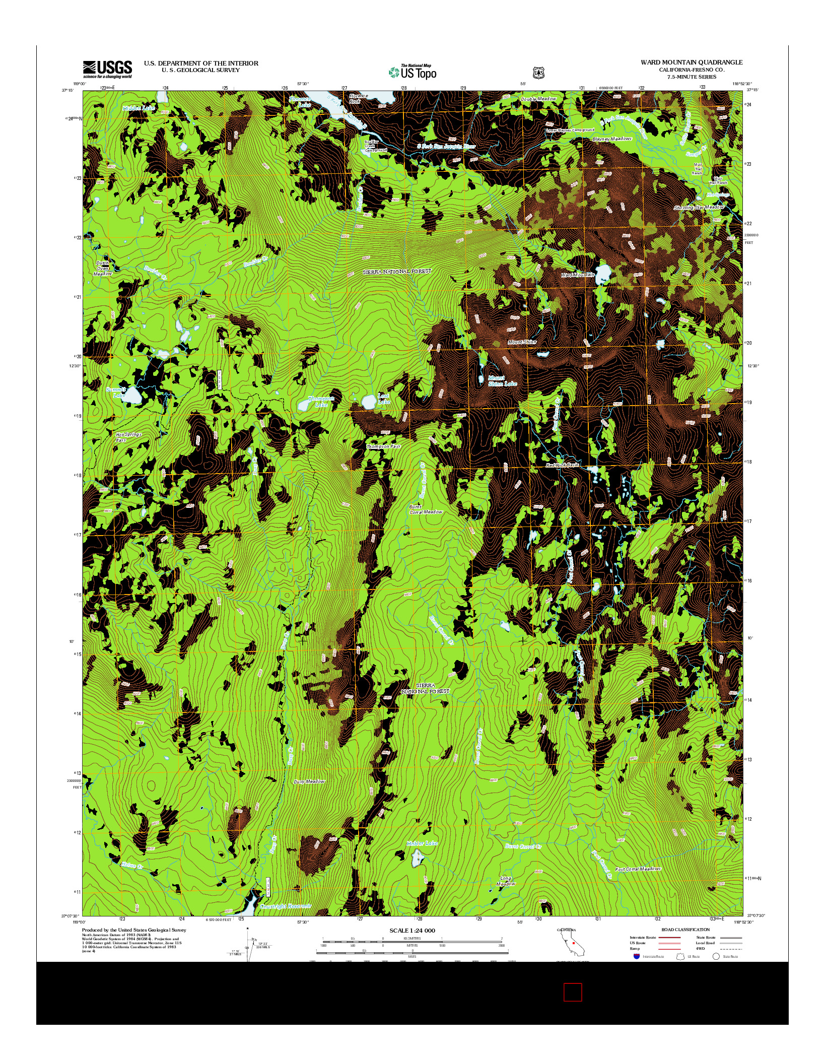 USGS US TOPO 7.5-MINUTE MAP FOR WARD MOUNTAIN, CA 2012