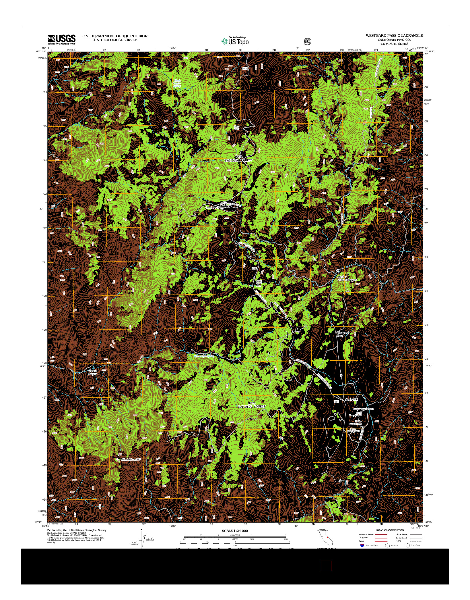 USGS US TOPO 7.5-MINUTE MAP FOR WESTGARD PASS, CA 2012