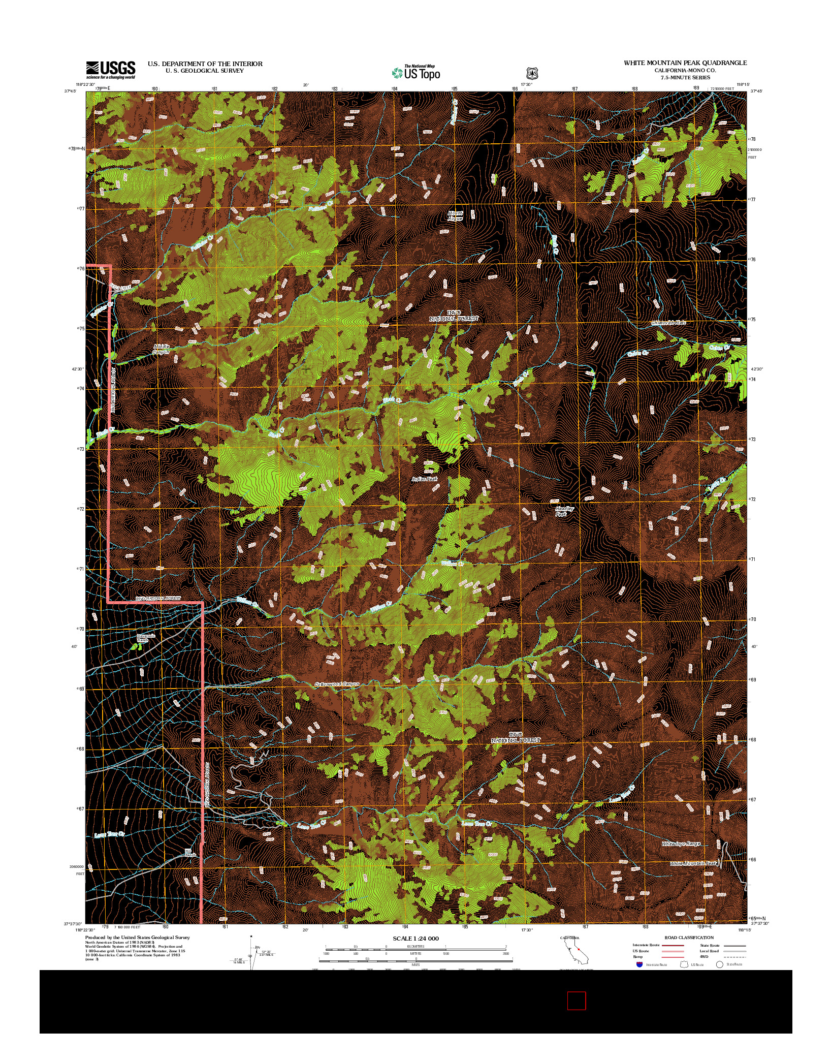 USGS US TOPO 7.5-MINUTE MAP FOR WHITE MOUNTAIN PEAK, CA 2012