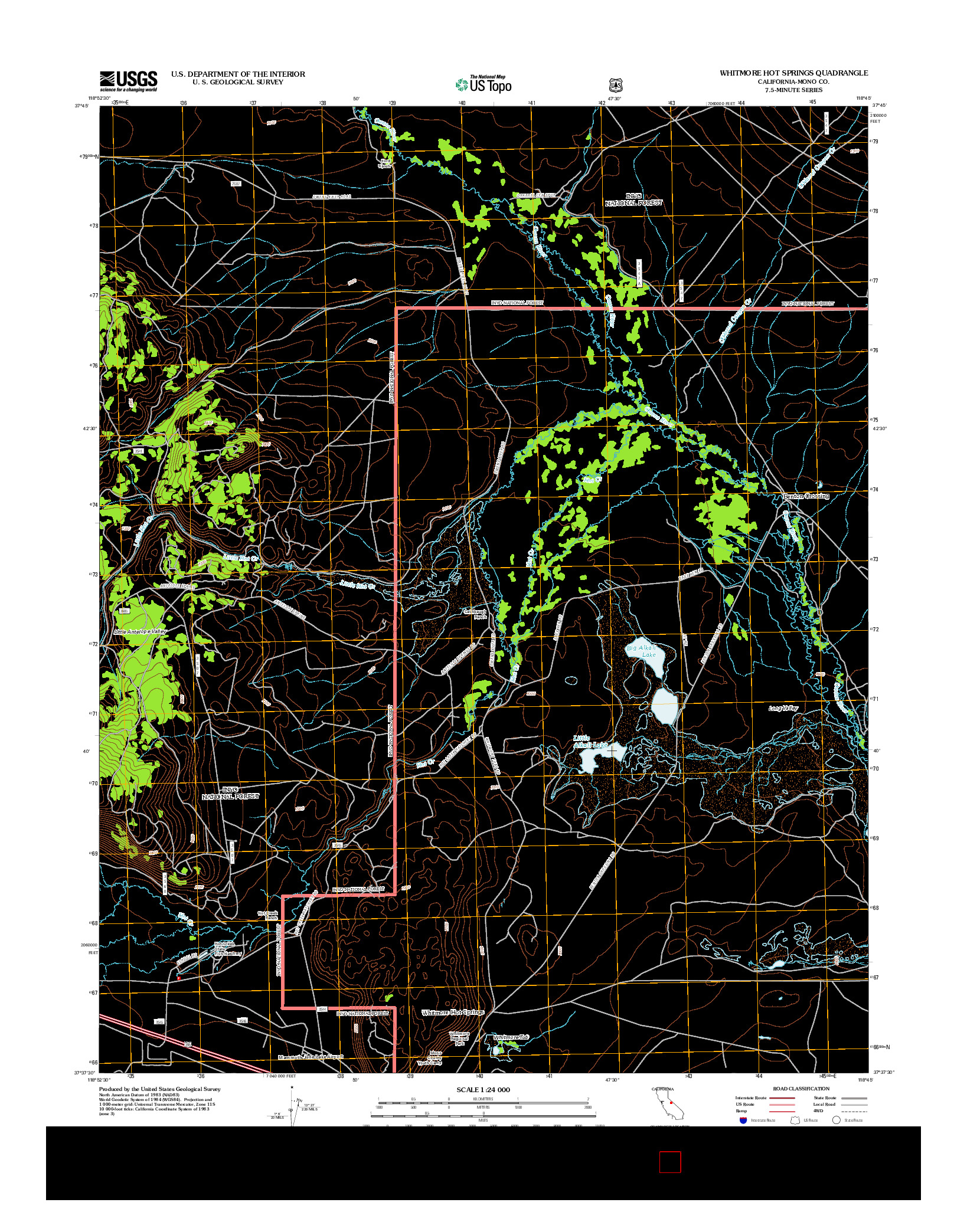 USGS US TOPO 7.5-MINUTE MAP FOR WHITMORE HOT SPRINGS, CA 2012