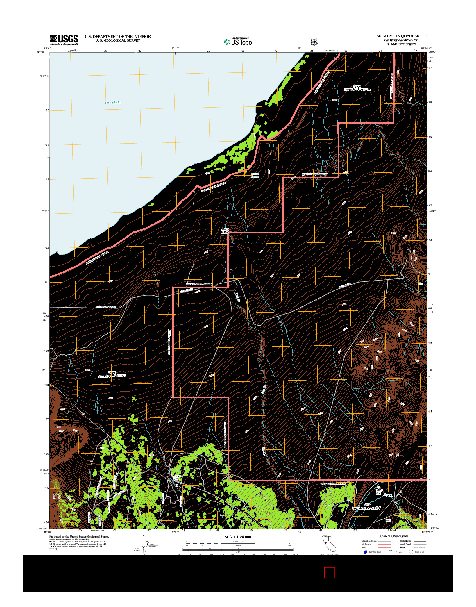 USGS US TOPO 7.5-MINUTE MAP FOR MONO MILLS, CA 2012