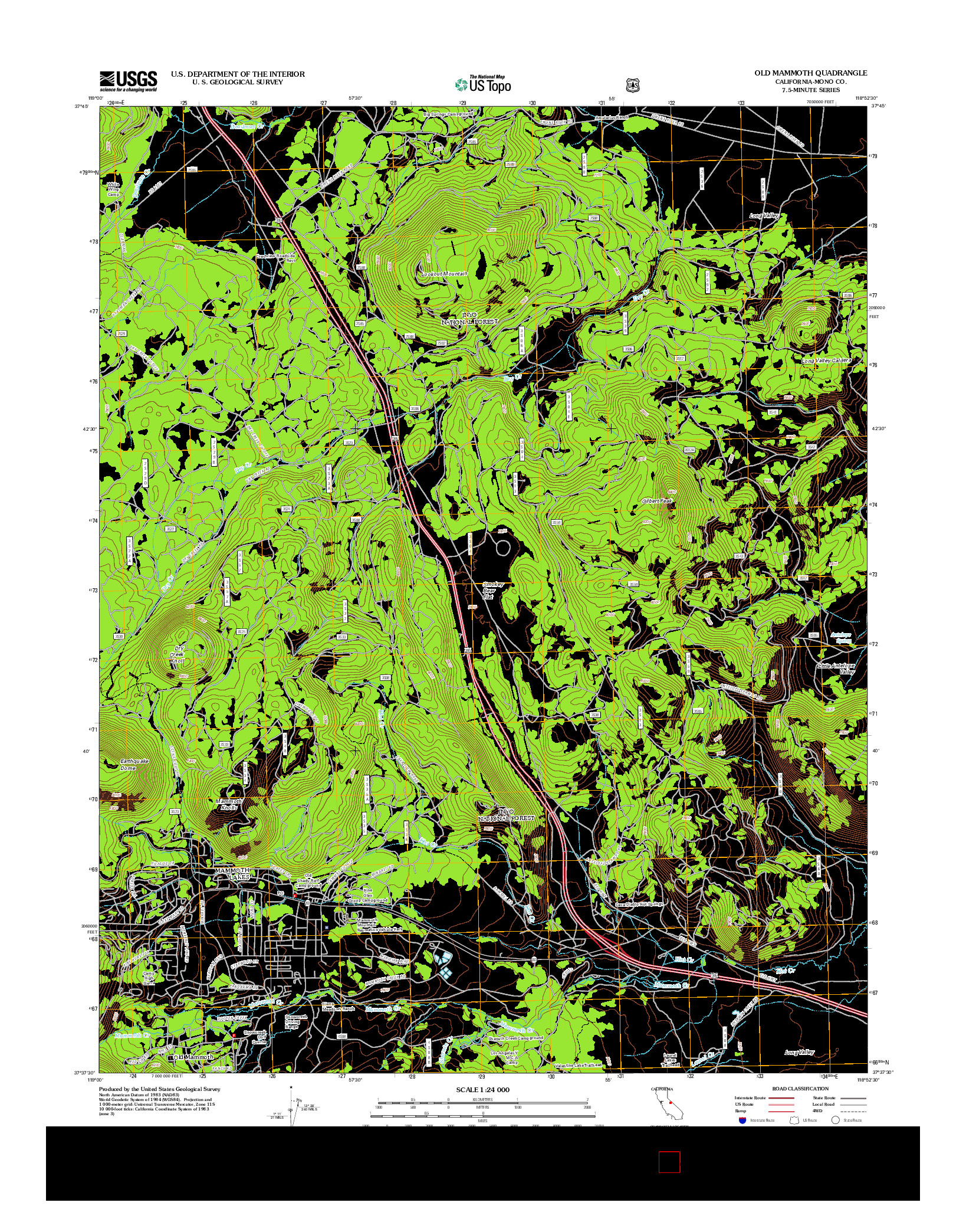 USGS US TOPO 7.5-MINUTE MAP FOR OLD MAMMOTH, CA 2012