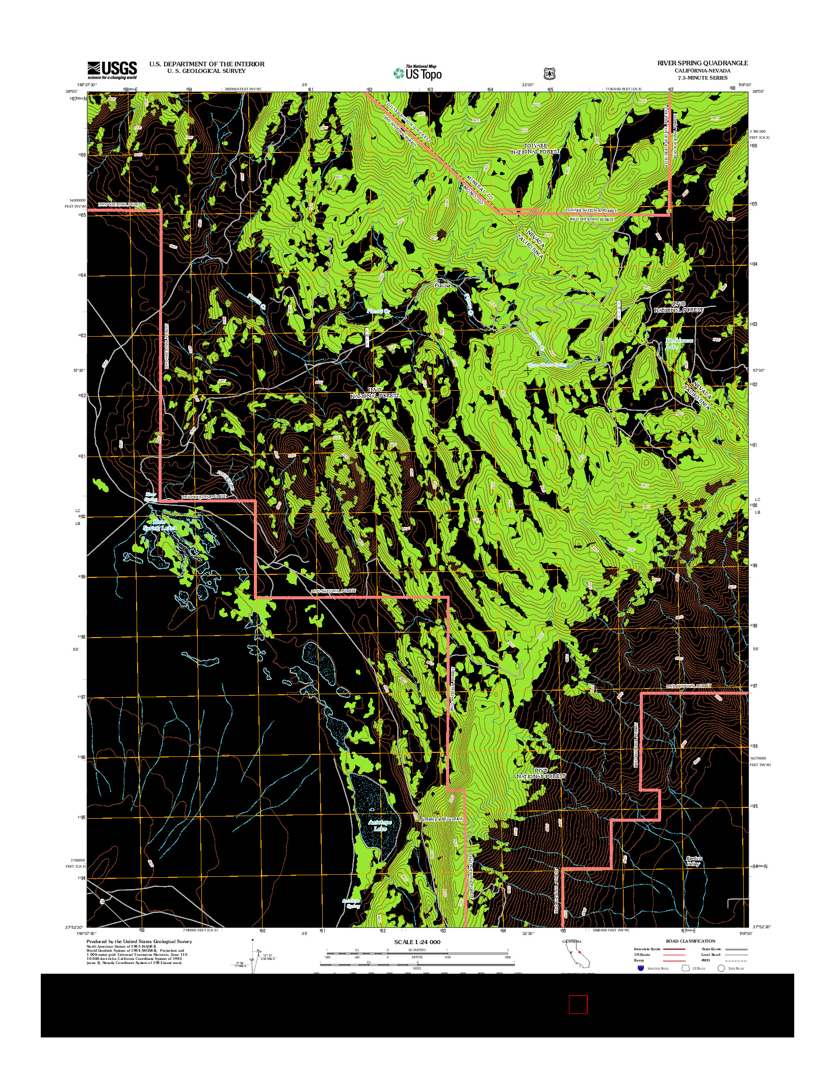 USGS US TOPO 7.5-MINUTE MAP FOR RIVER SPRING, CA-NV 2012