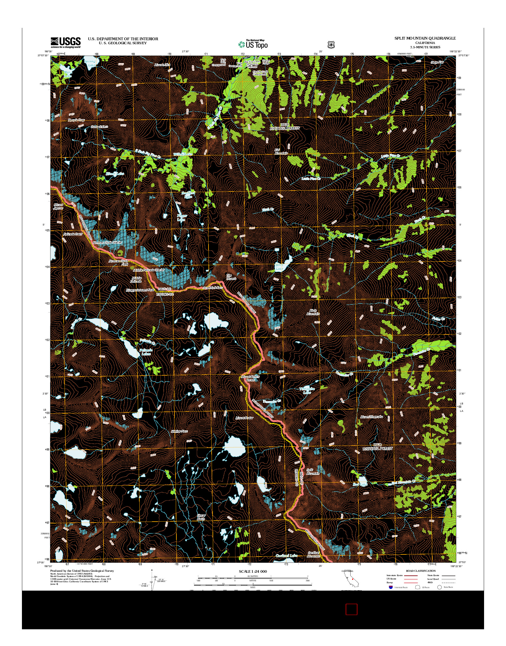 USGS US TOPO 7.5-MINUTE MAP FOR SPLIT MOUNTAIN, CA 2012