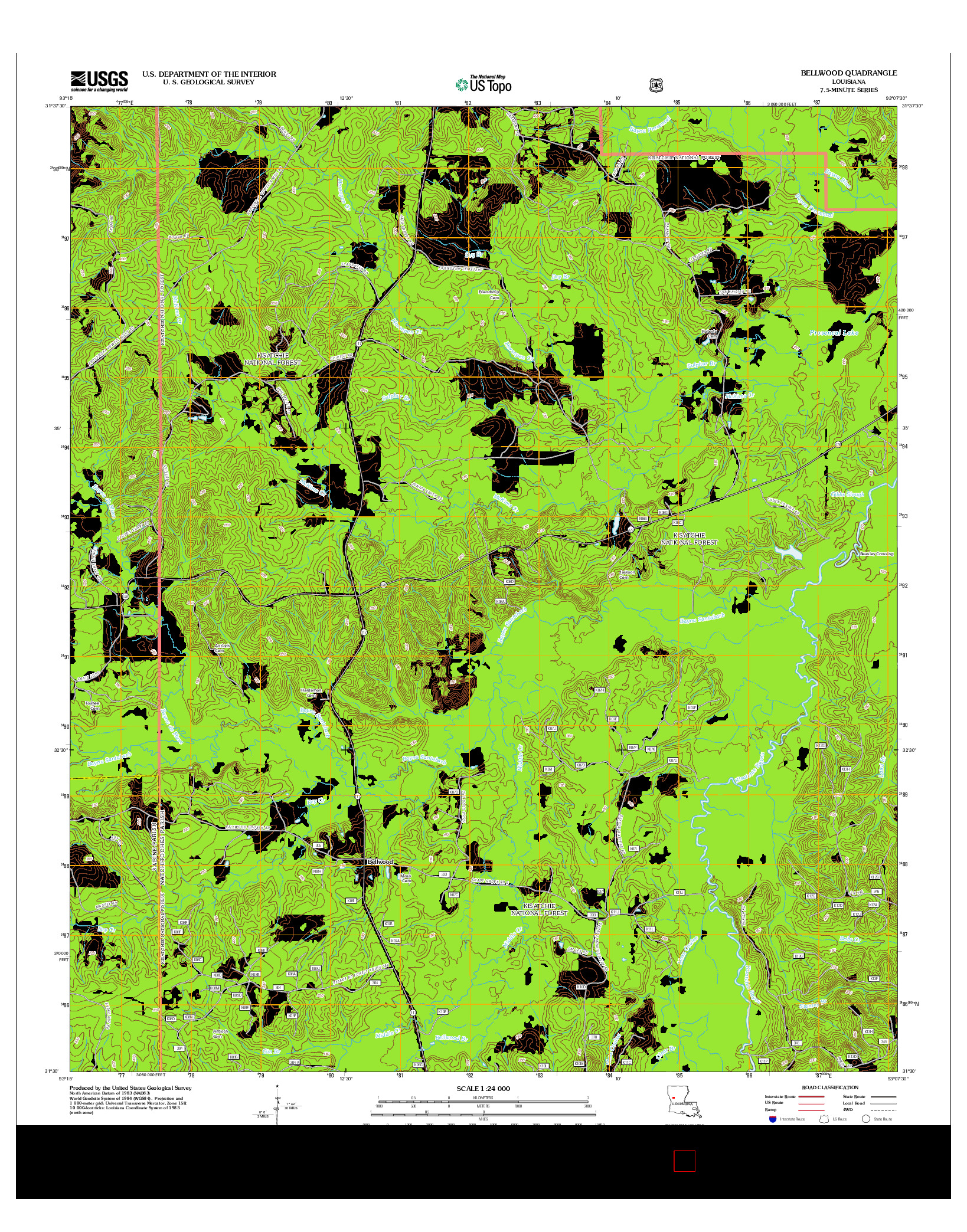 USGS US TOPO 7.5-MINUTE MAP FOR BELLWOOD, LA 2012
