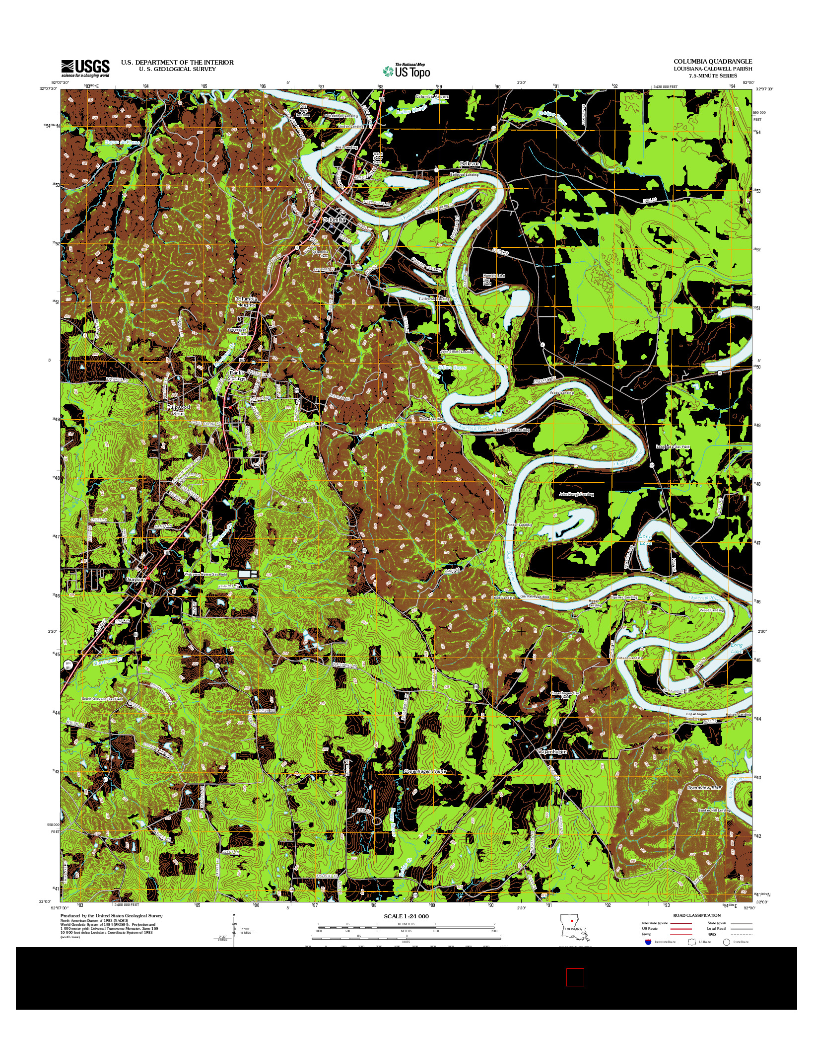 USGS US TOPO 7.5-MINUTE MAP FOR COLUMBIA, LA 2012