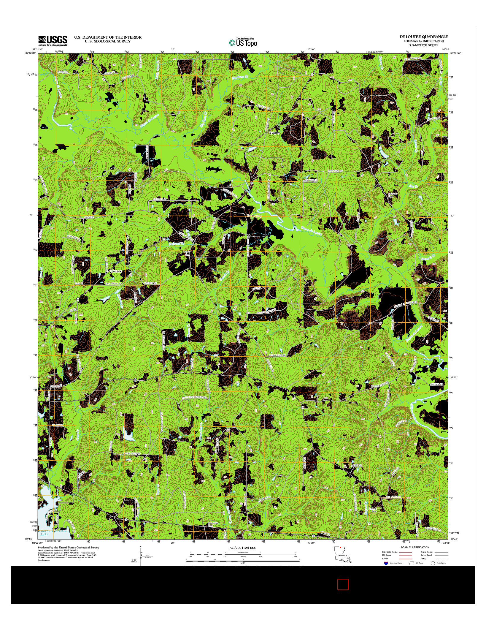 USGS US TOPO 7.5-MINUTE MAP FOR DE LOUTRE, LA 2012