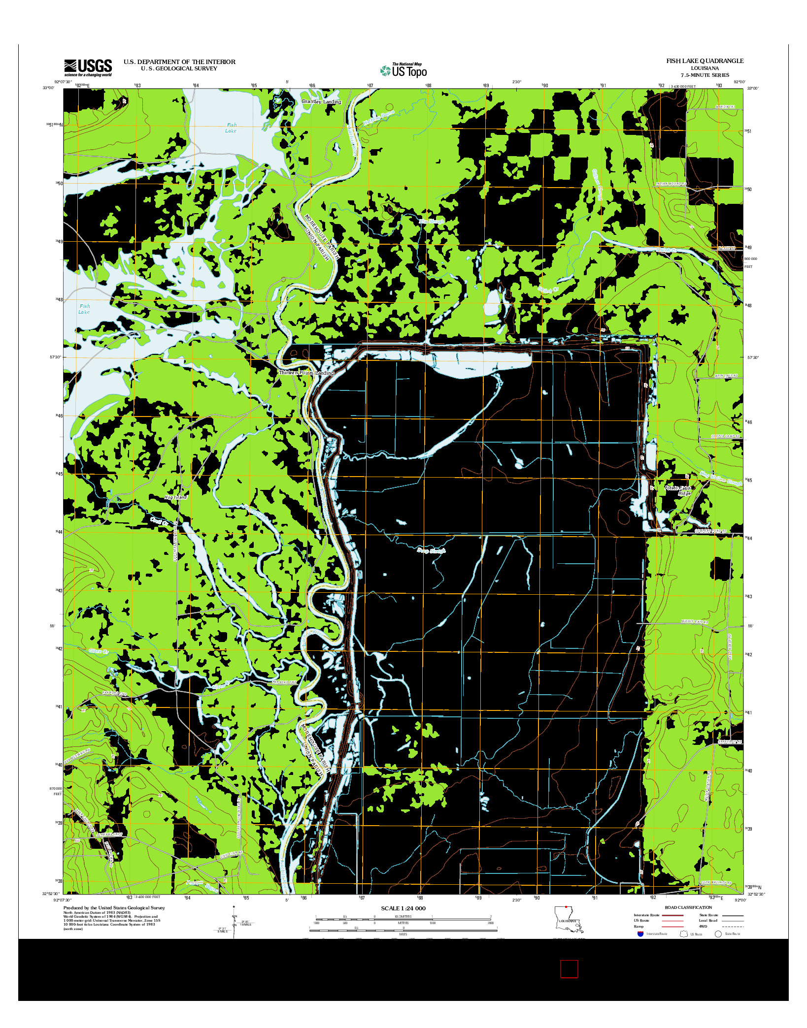 USGS US TOPO 7.5-MINUTE MAP FOR FISH LAKE, LA 2012