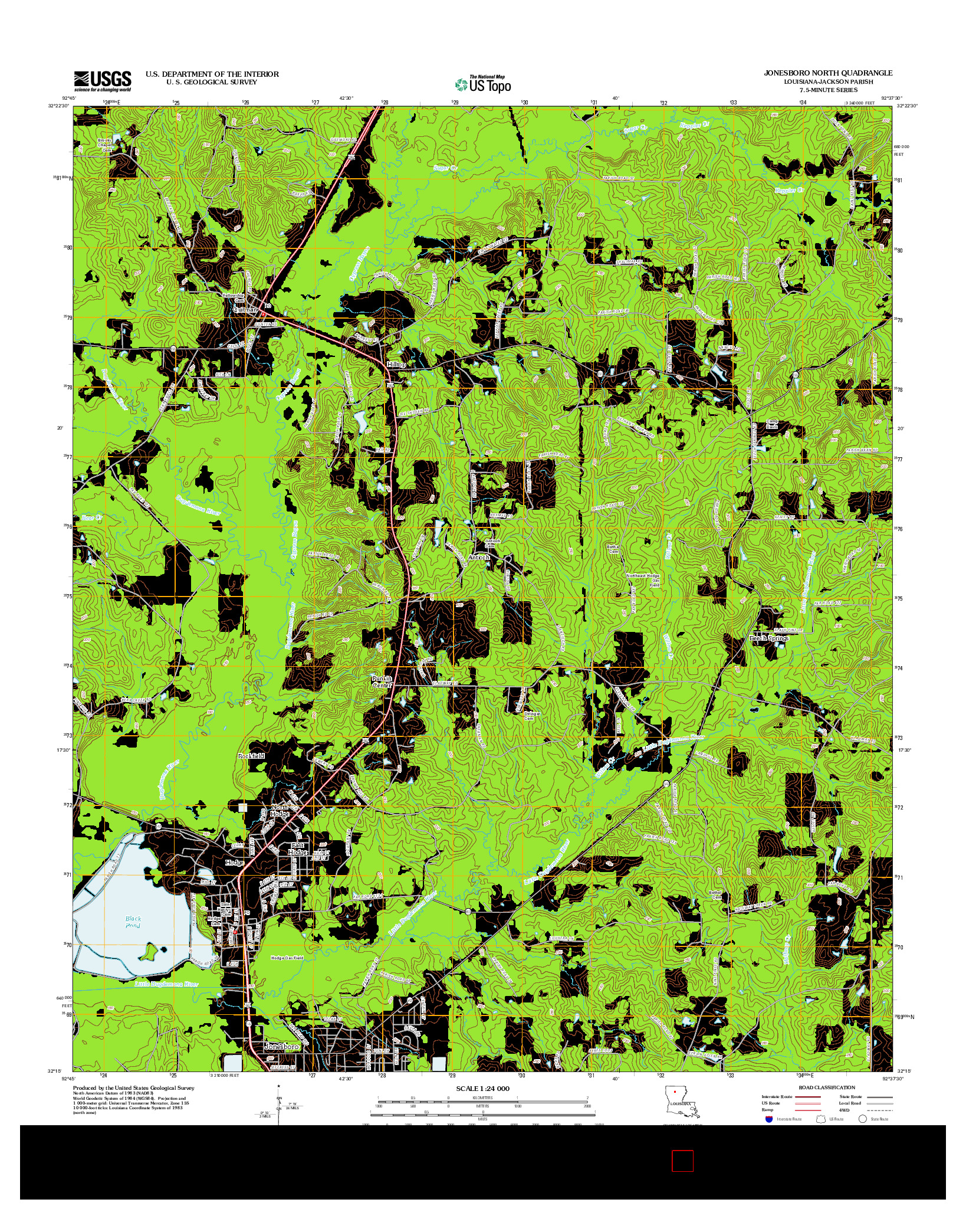 USGS US TOPO 7.5-MINUTE MAP FOR JONESBORO NORTH, LA 2012