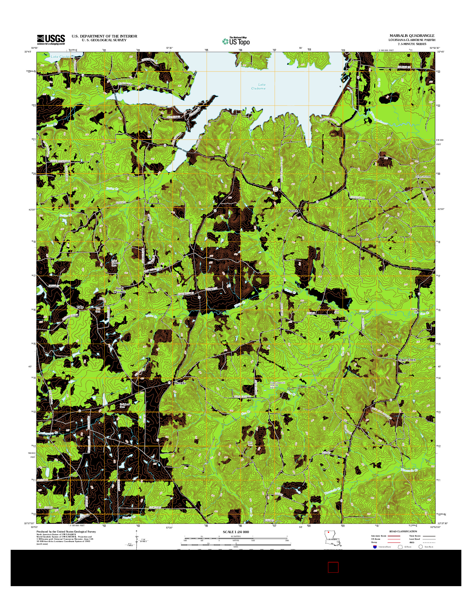 USGS US TOPO 7.5-MINUTE MAP FOR MARSALIS, LA 2012