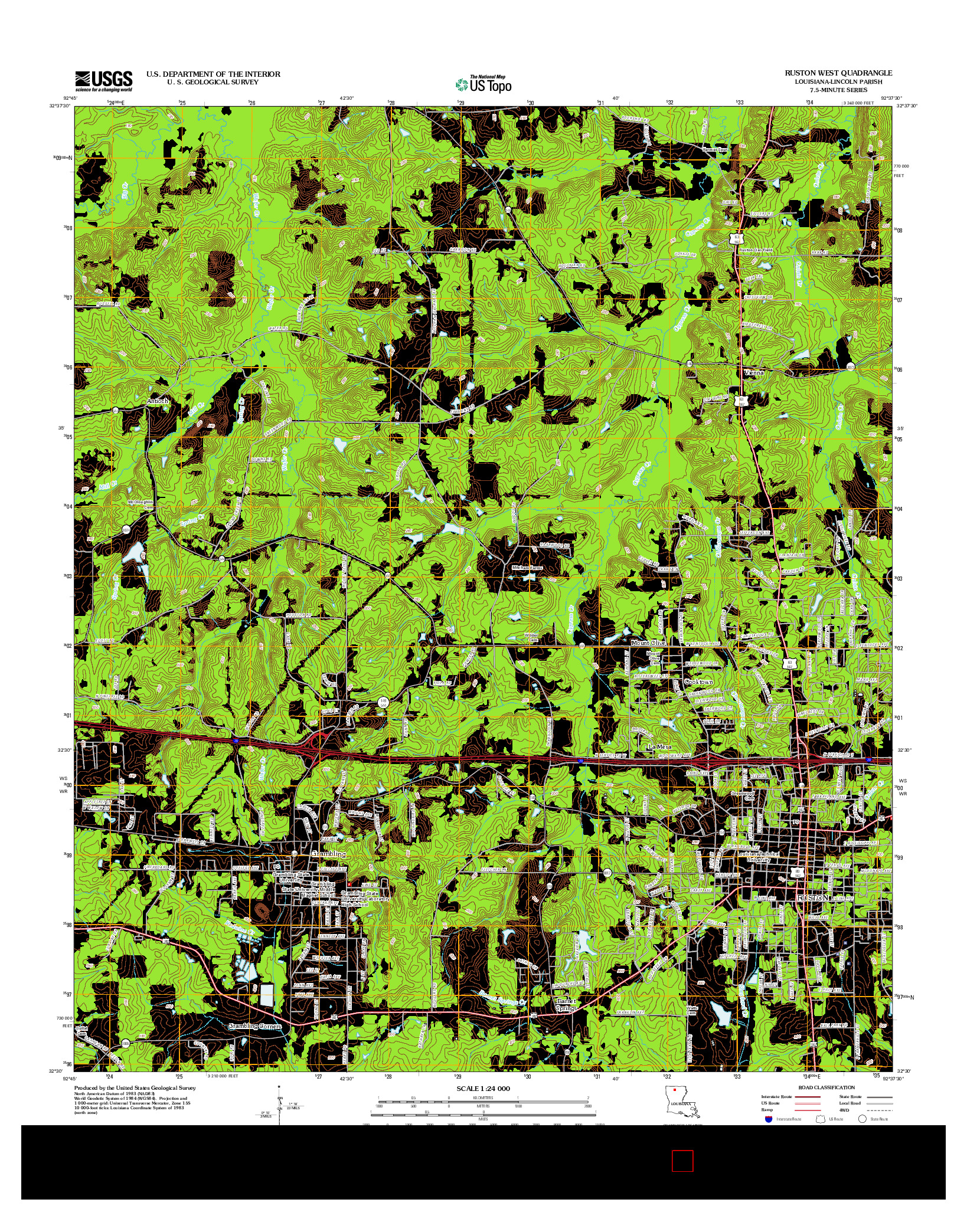 USGS US TOPO 7.5-MINUTE MAP FOR RUSTON WEST, LA 2012