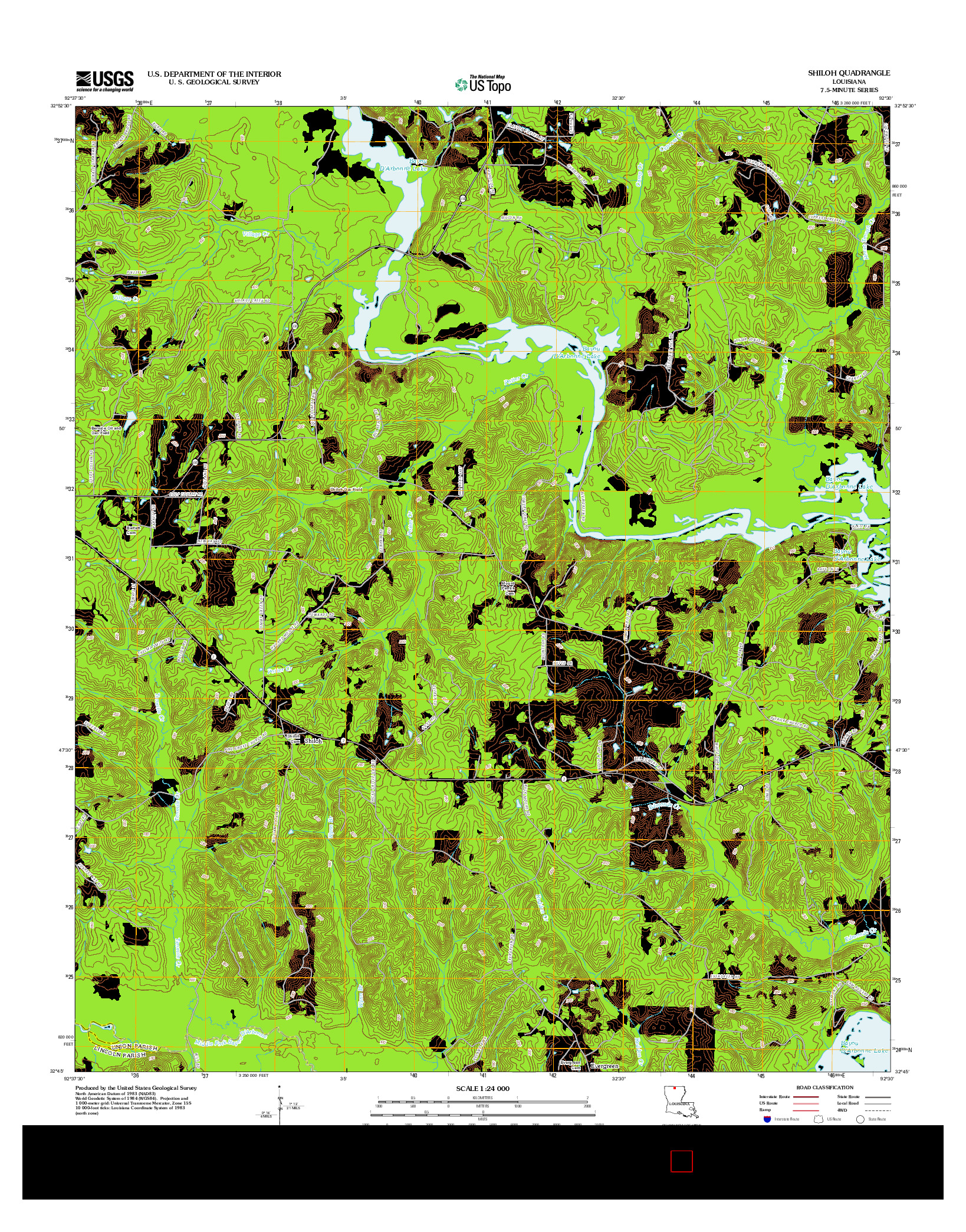 USGS US TOPO 7.5-MINUTE MAP FOR SHILOH, LA 2012