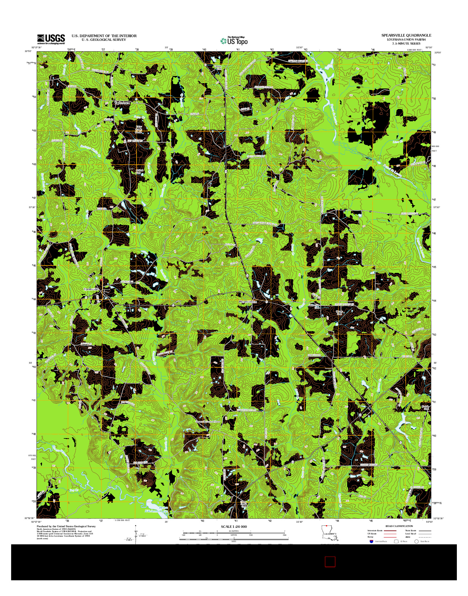 USGS US TOPO 7.5-MINUTE MAP FOR SPEARSVILLE, LA 2012