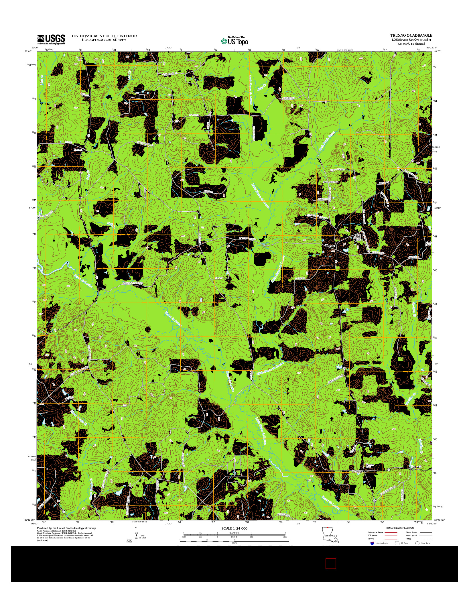 USGS US TOPO 7.5-MINUTE MAP FOR TRUXNO, LA 2012