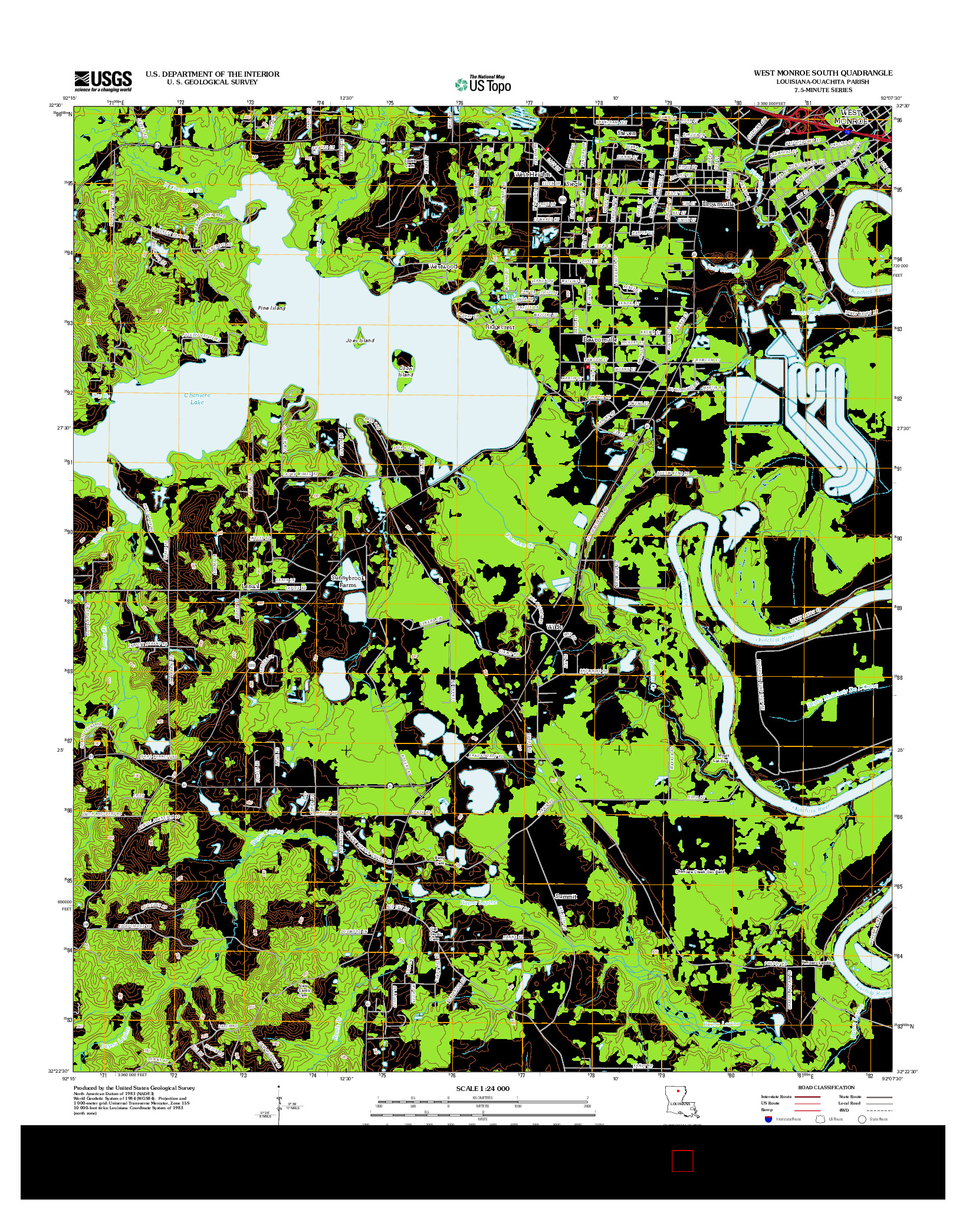 USGS US TOPO 7.5-MINUTE MAP FOR WEST MONROE SOUTH, LA 2012