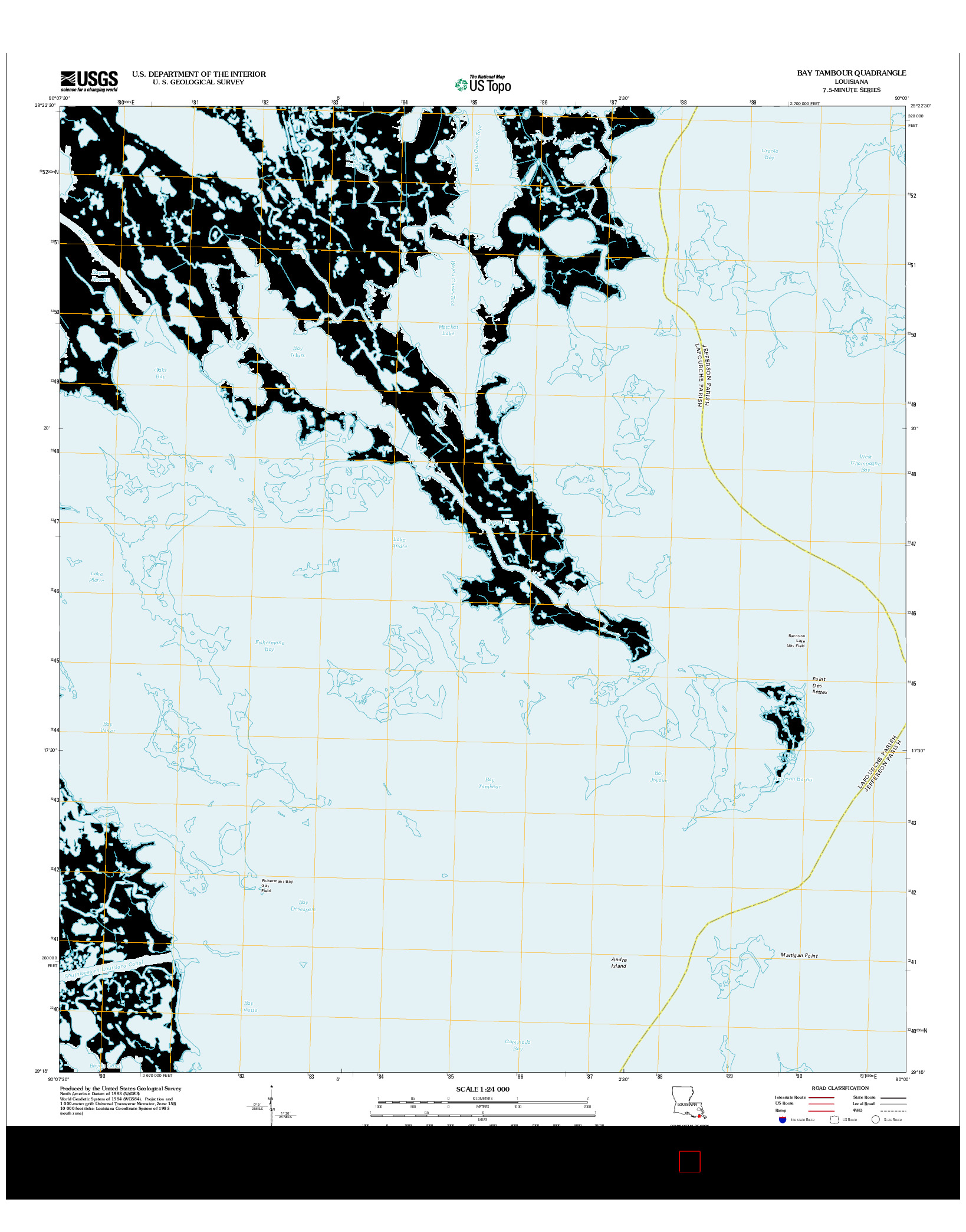 USGS US TOPO 7.5-MINUTE MAP FOR BAY TAMBOUR, LA 2012