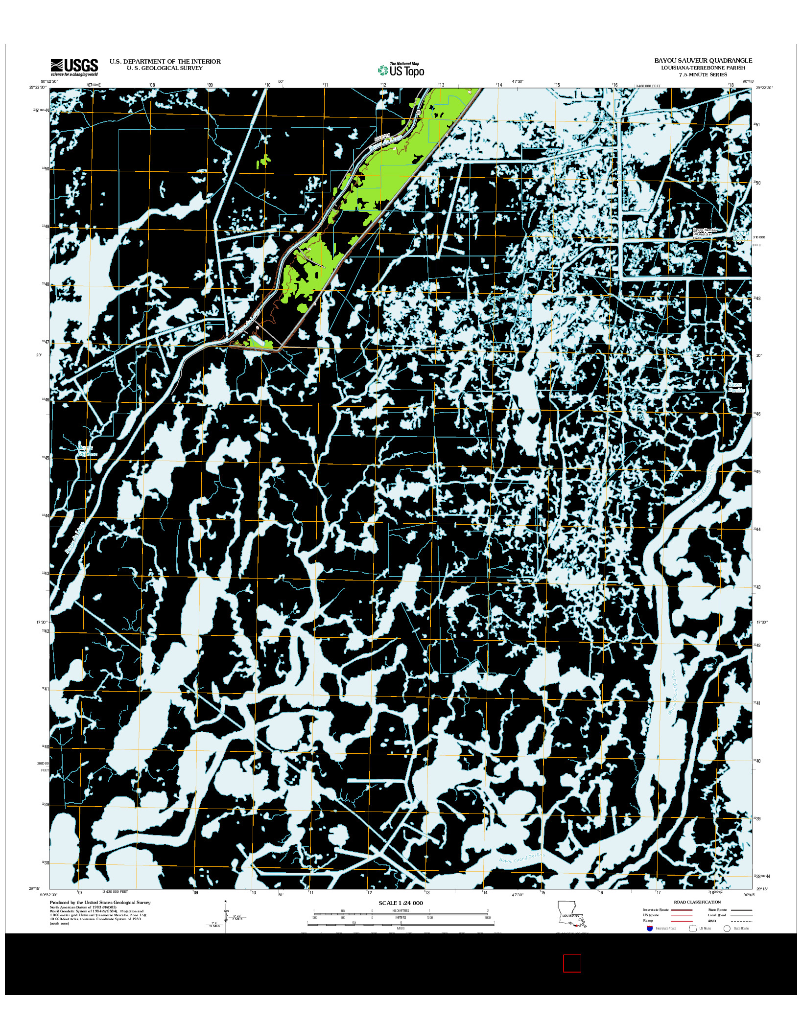 USGS US TOPO 7.5-MINUTE MAP FOR BAYOU SAUVEUR, LA 2012