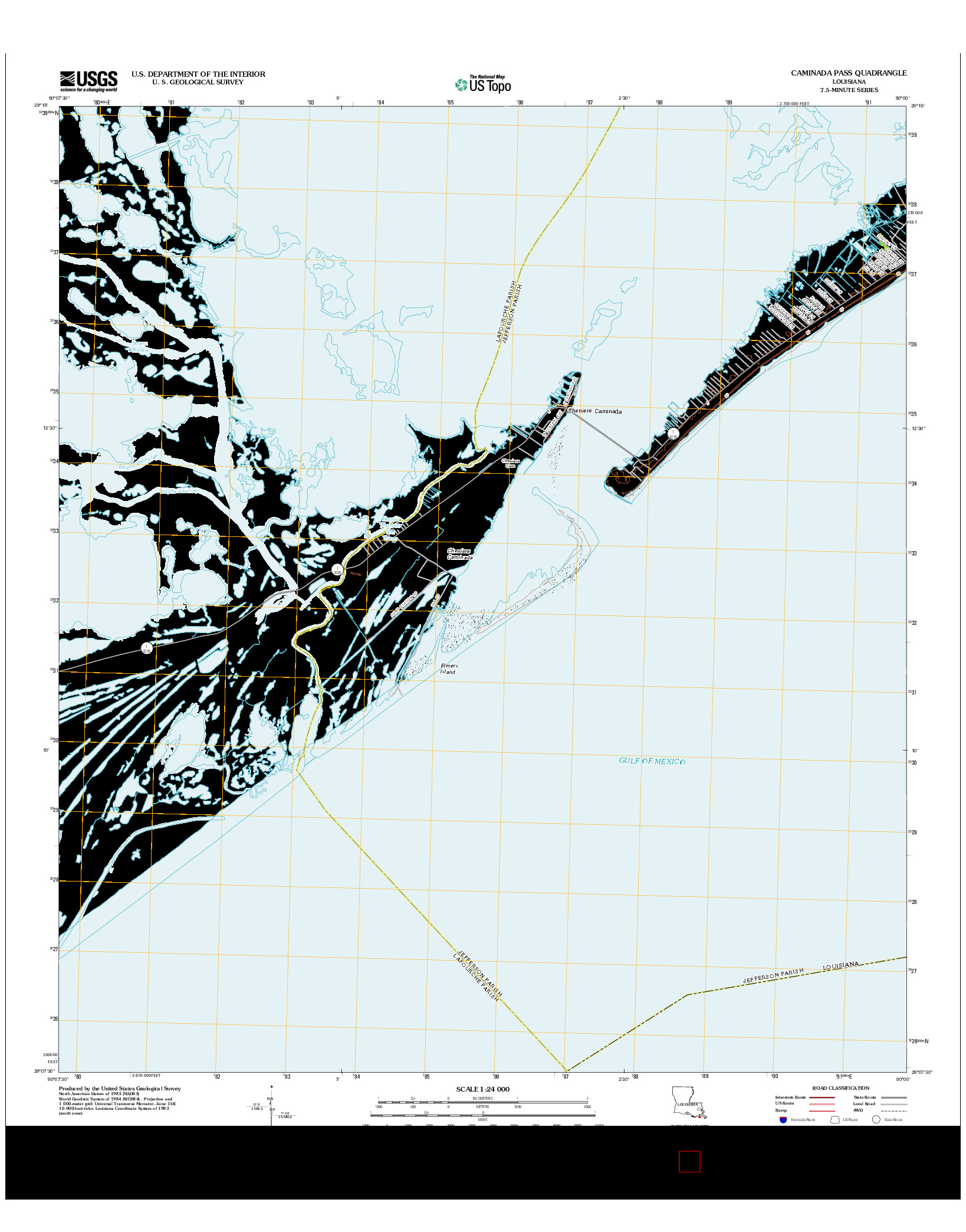 USGS US TOPO 7.5-MINUTE MAP FOR CAMINADA PASS, LA 2012