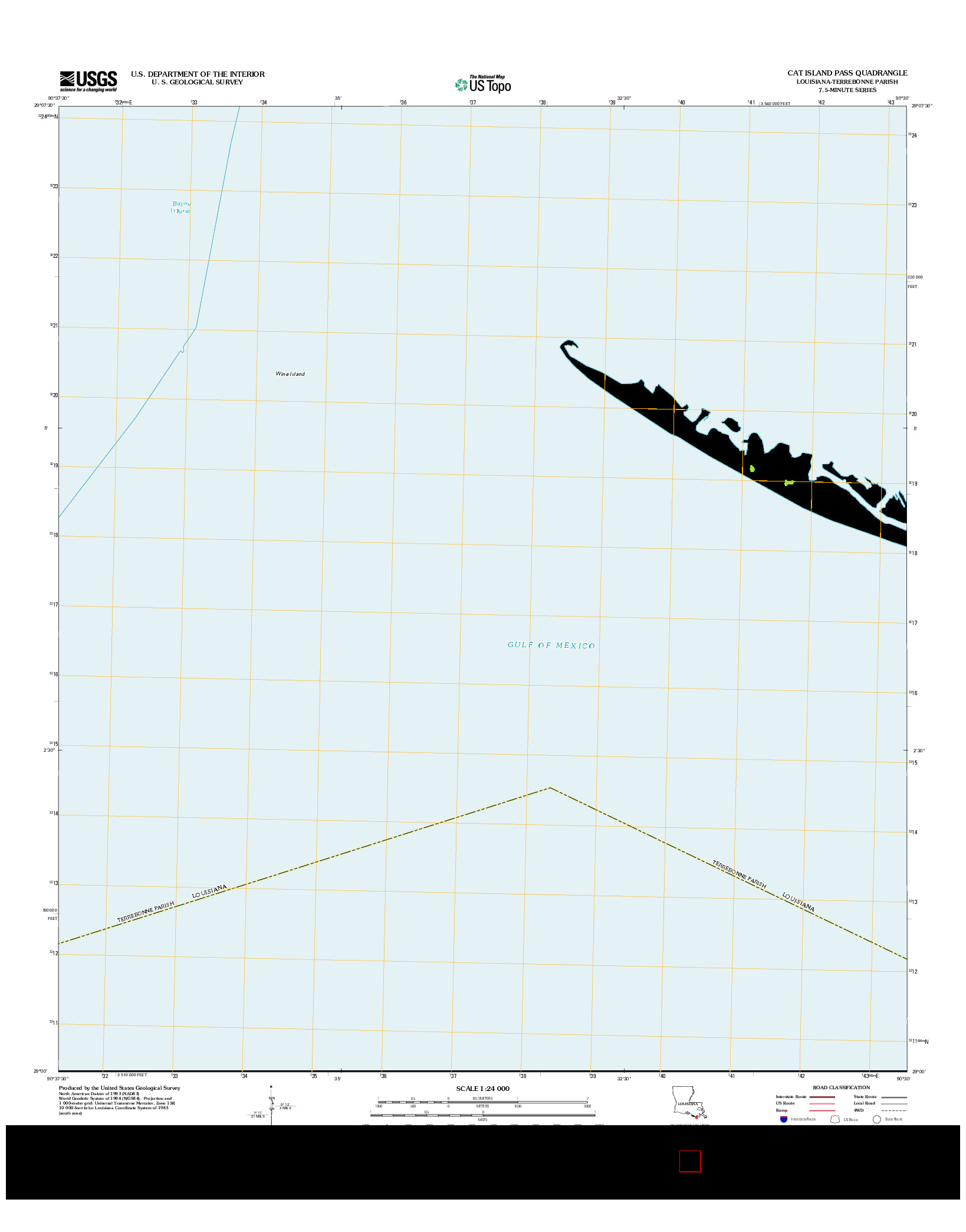 USGS US TOPO 7.5-MINUTE MAP FOR CAT ISLAND PASS, LA 2012