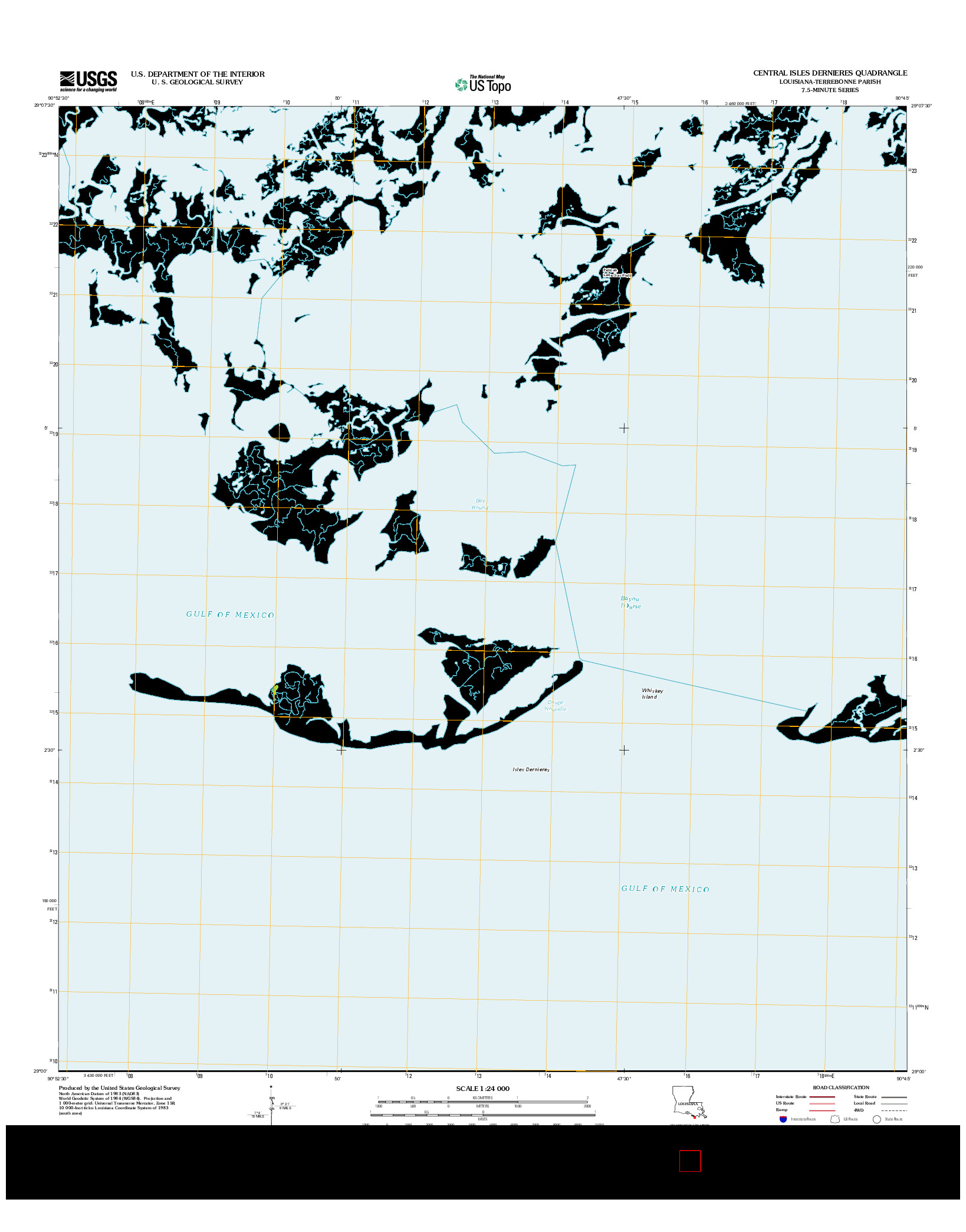 USGS US TOPO 7.5-MINUTE MAP FOR CENTRAL ISLES DERNIERES, LA 2012