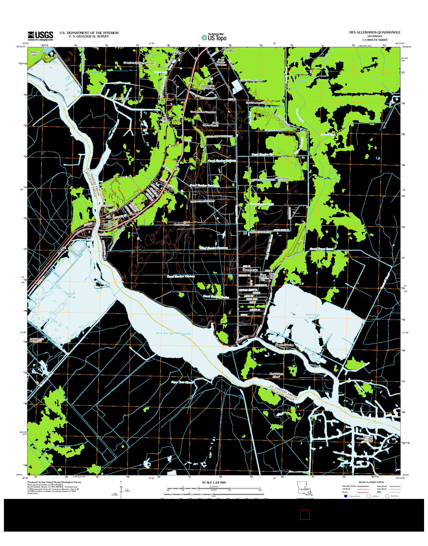 USGS US TOPO 7.5-MINUTE MAP FOR DES ALLEMANDS, LA 2012