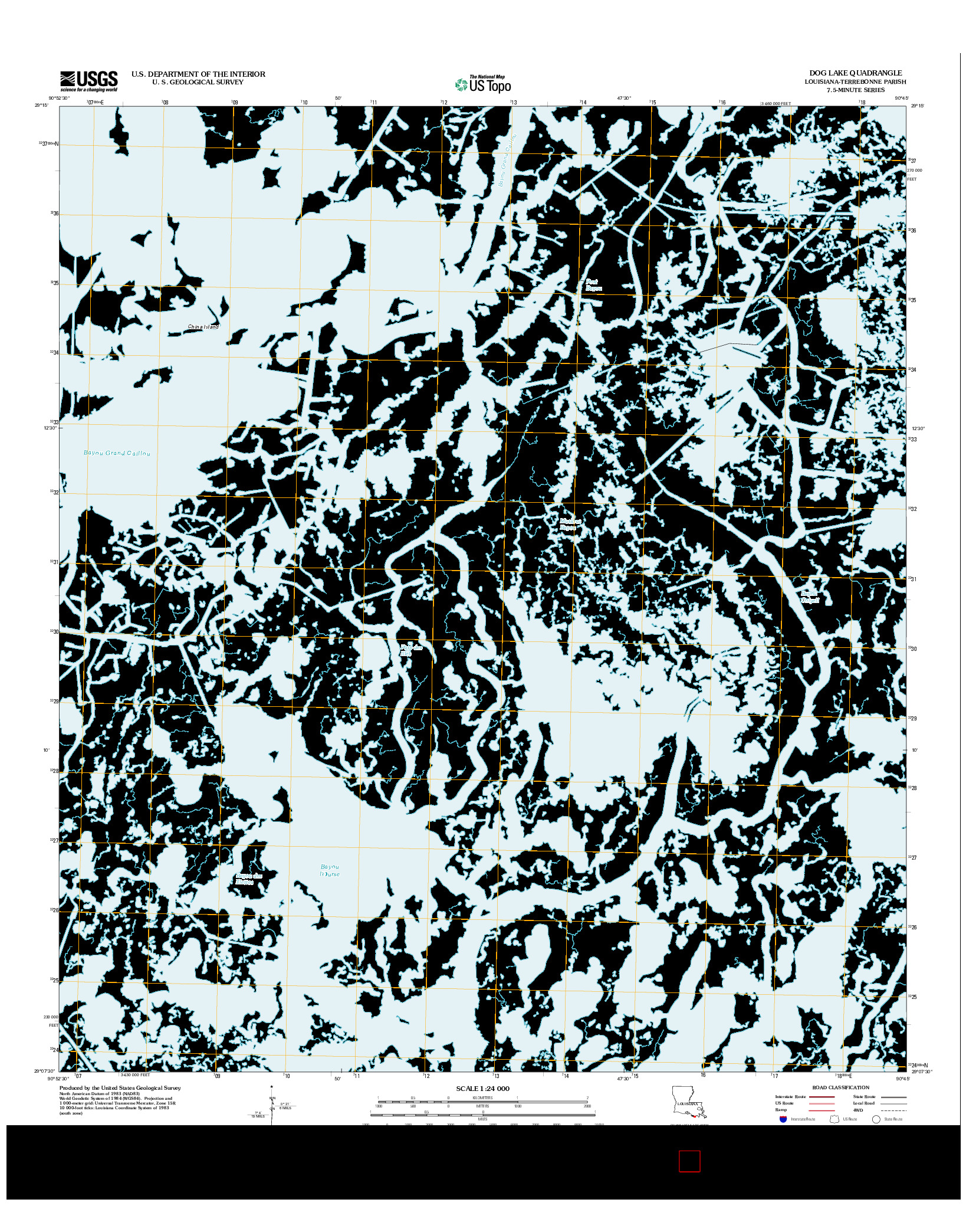 USGS US TOPO 7.5-MINUTE MAP FOR DOG LAKE, LA 2012