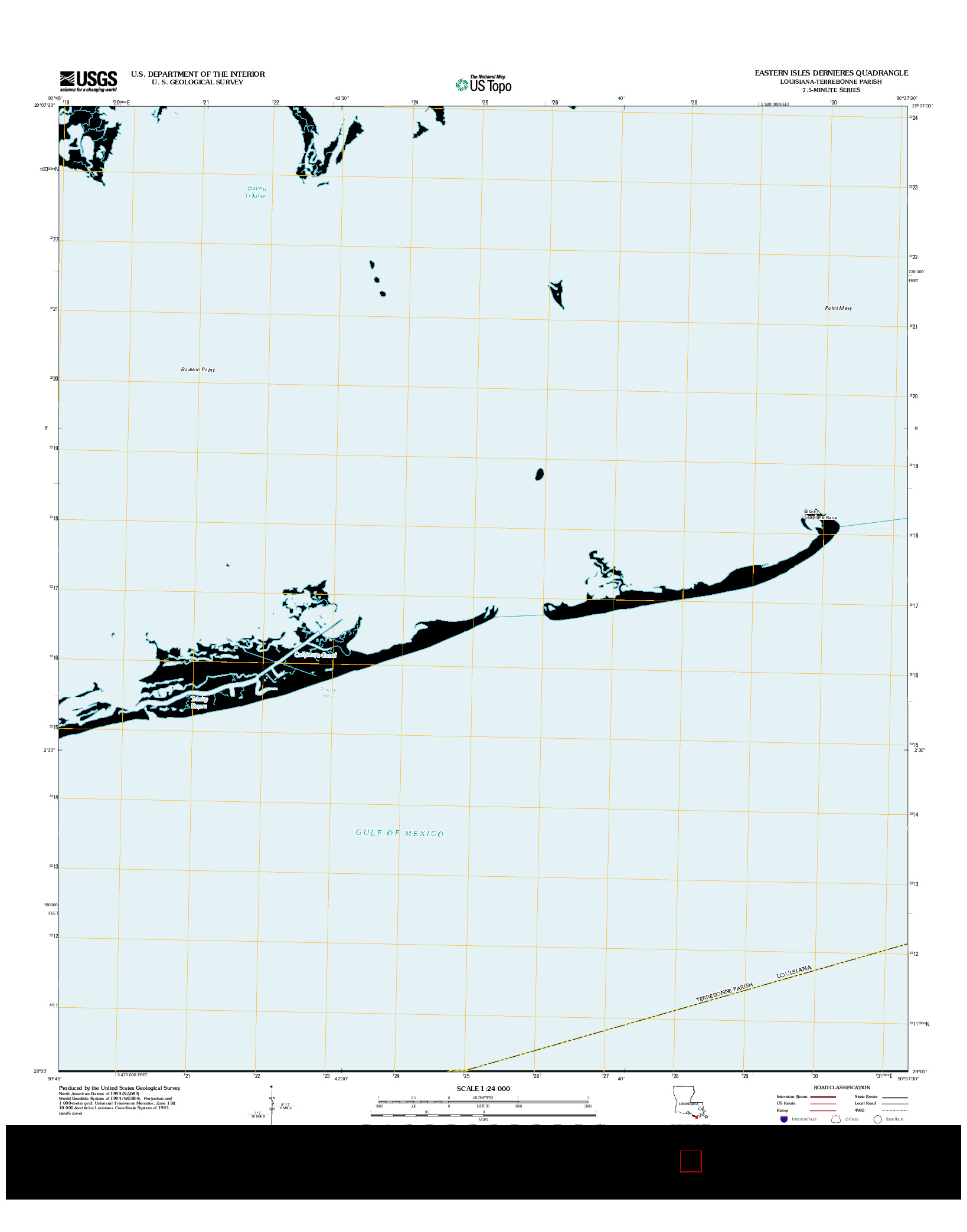 USGS US TOPO 7.5-MINUTE MAP FOR EASTERN ISLES DERNIERES, LA 2012