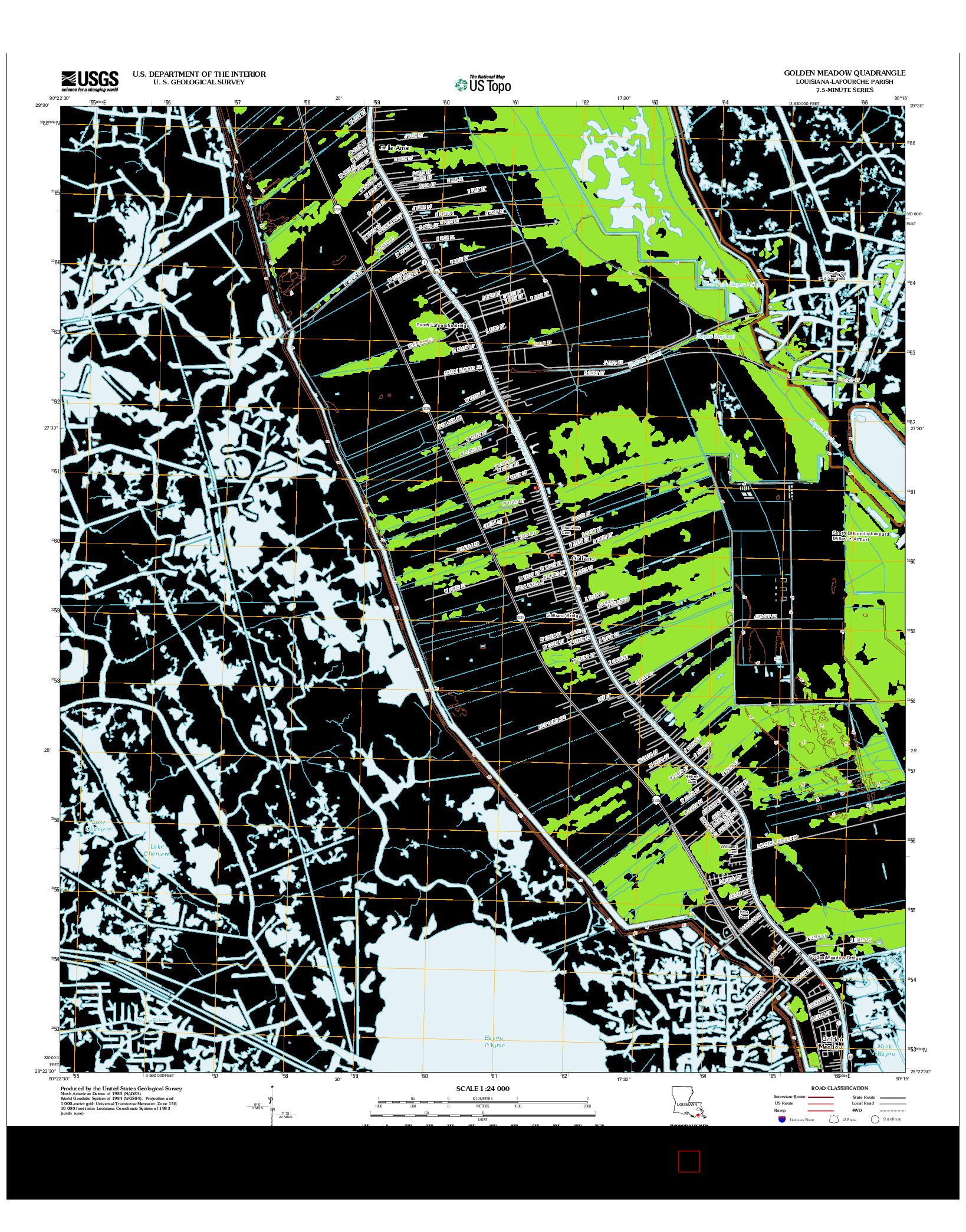 USGS US TOPO 7.5-MINUTE MAP FOR GOLDEN MEADOW, LA 2012