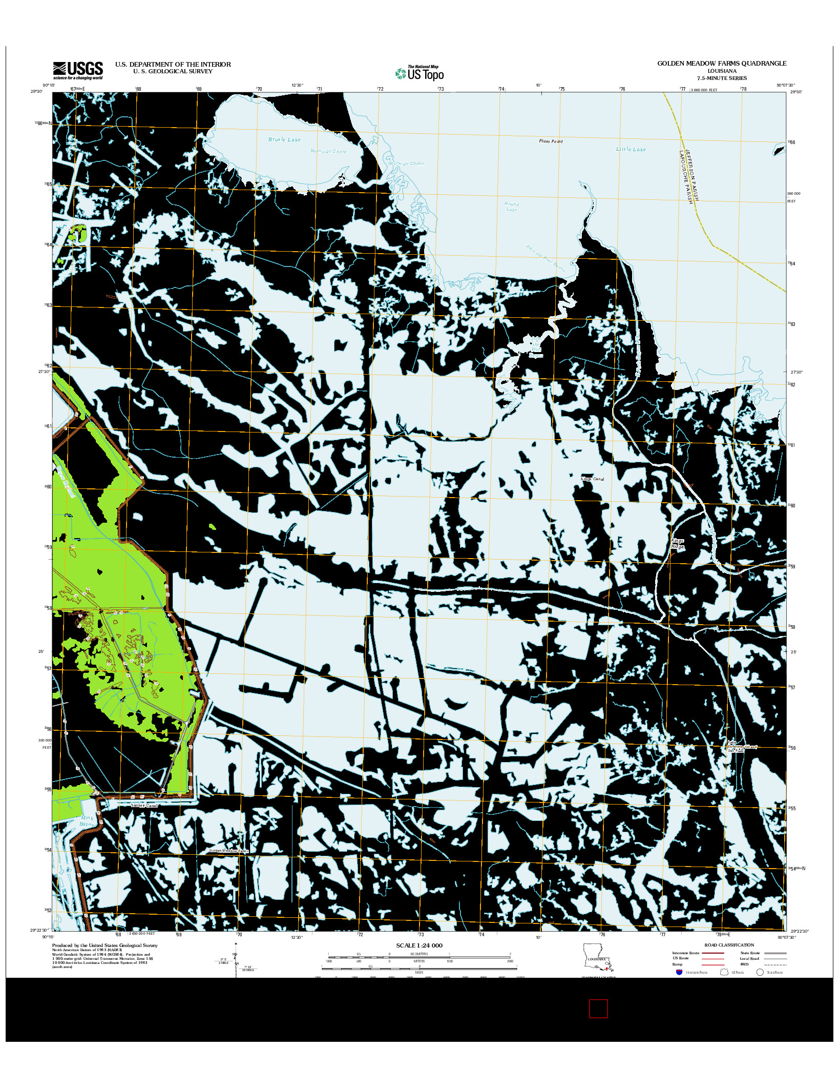 USGS US TOPO 7.5-MINUTE MAP FOR GOLDEN MEADOW FARMS, LA 2012