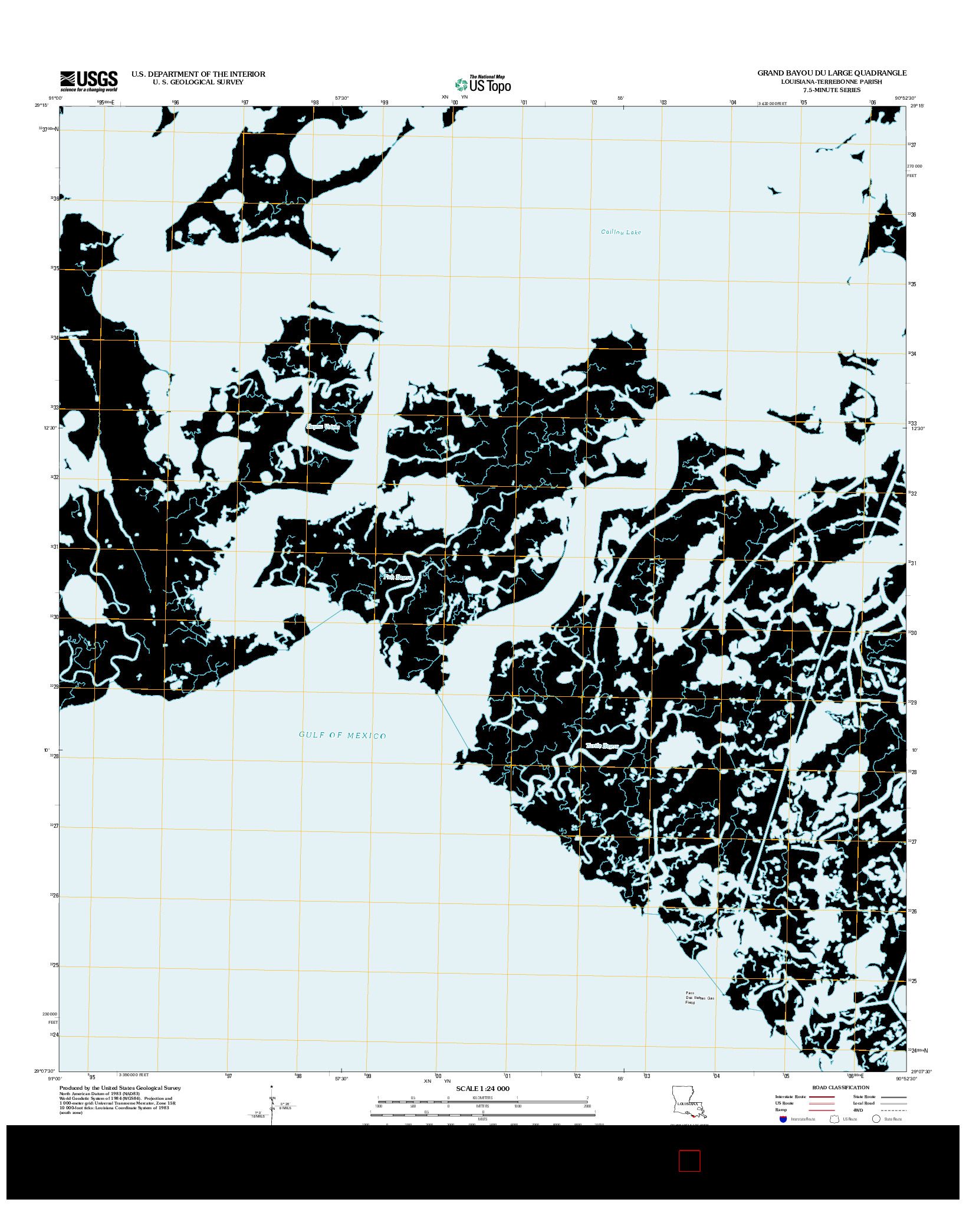 USGS US TOPO 7.5-MINUTE MAP FOR GRAND BAYOU DU LARGE, LA 2012
