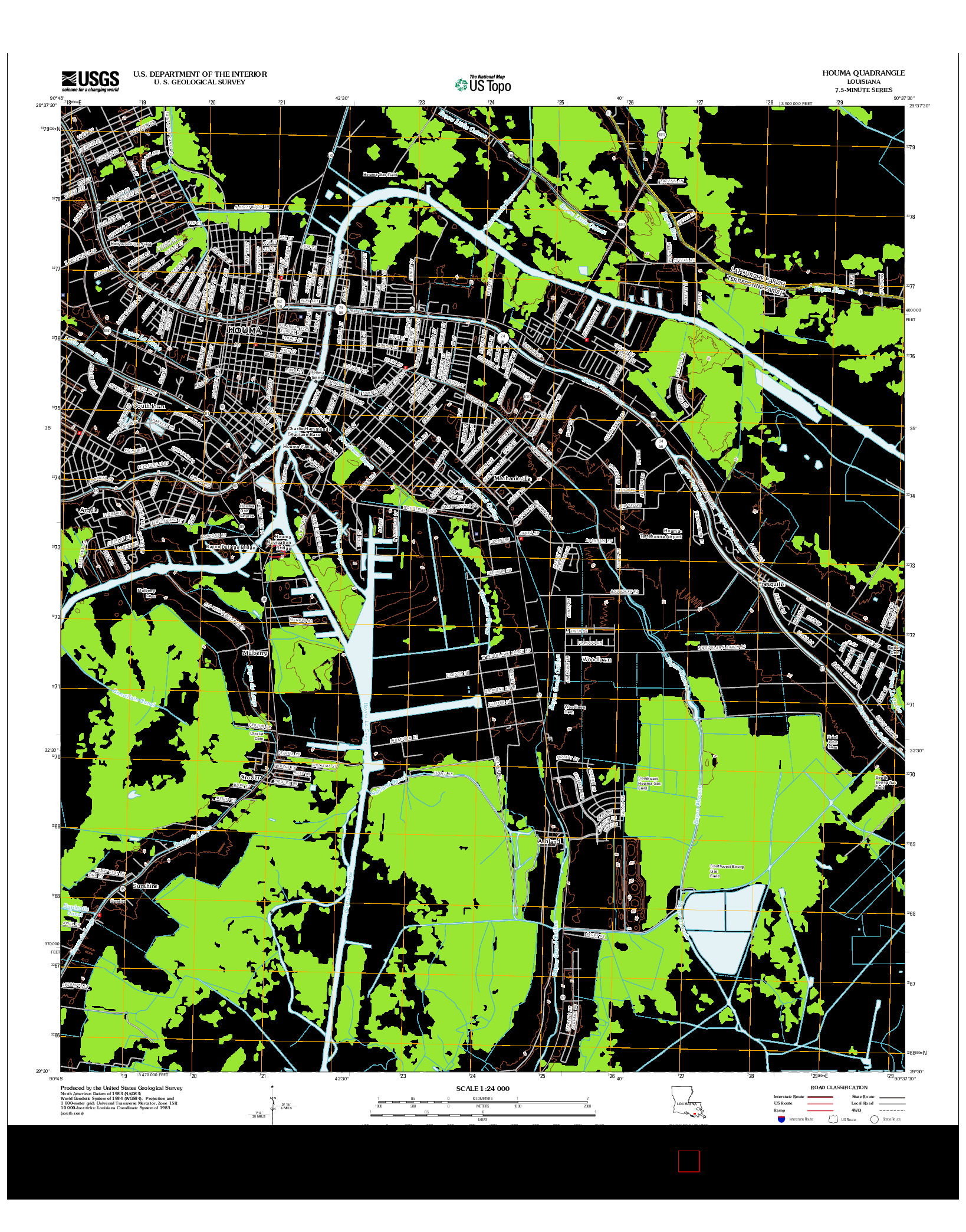 USGS US TOPO 7.5-MINUTE MAP FOR HOUMA, LA 2012