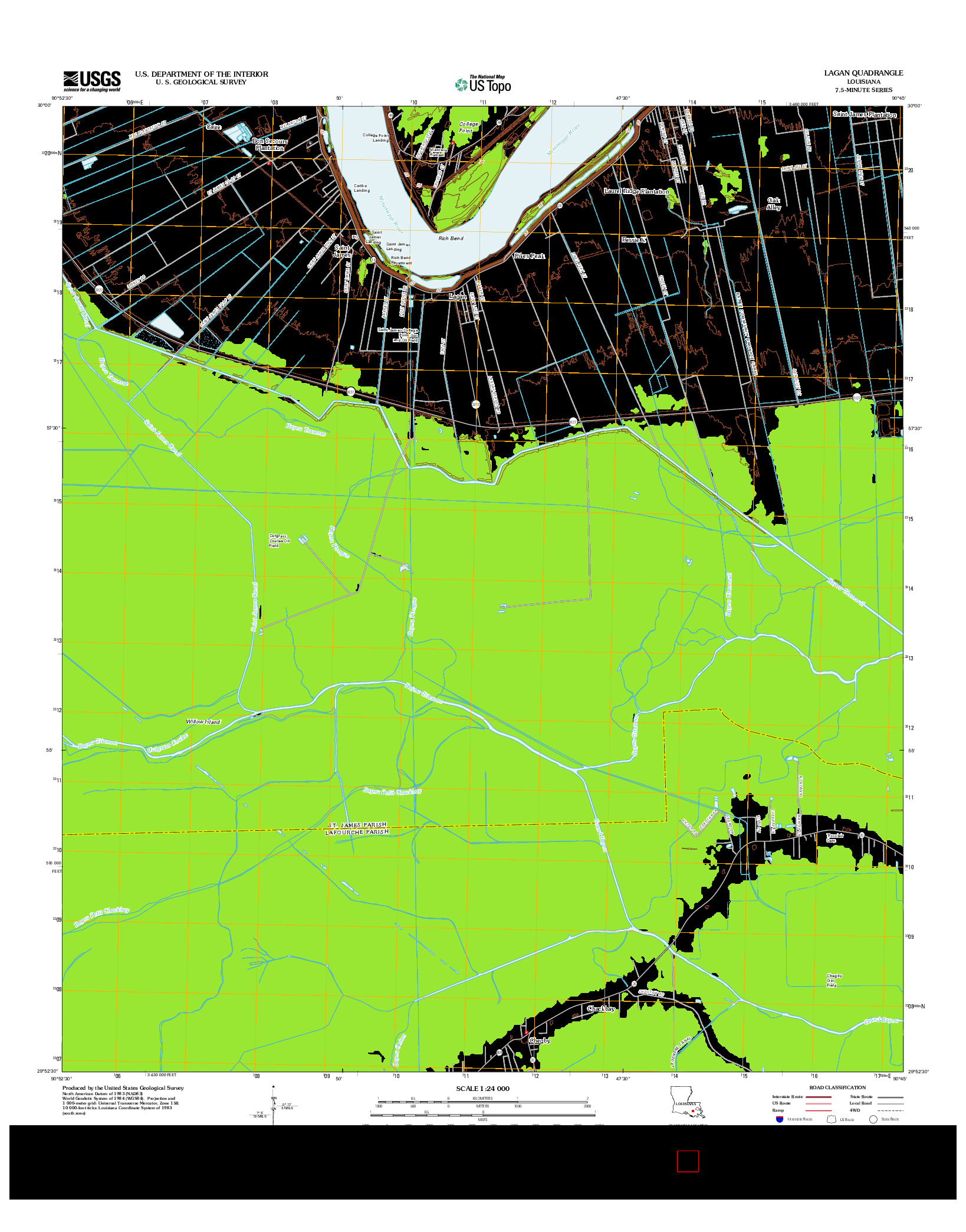 USGS US TOPO 7.5-MINUTE MAP FOR LAGAN, LA 2012